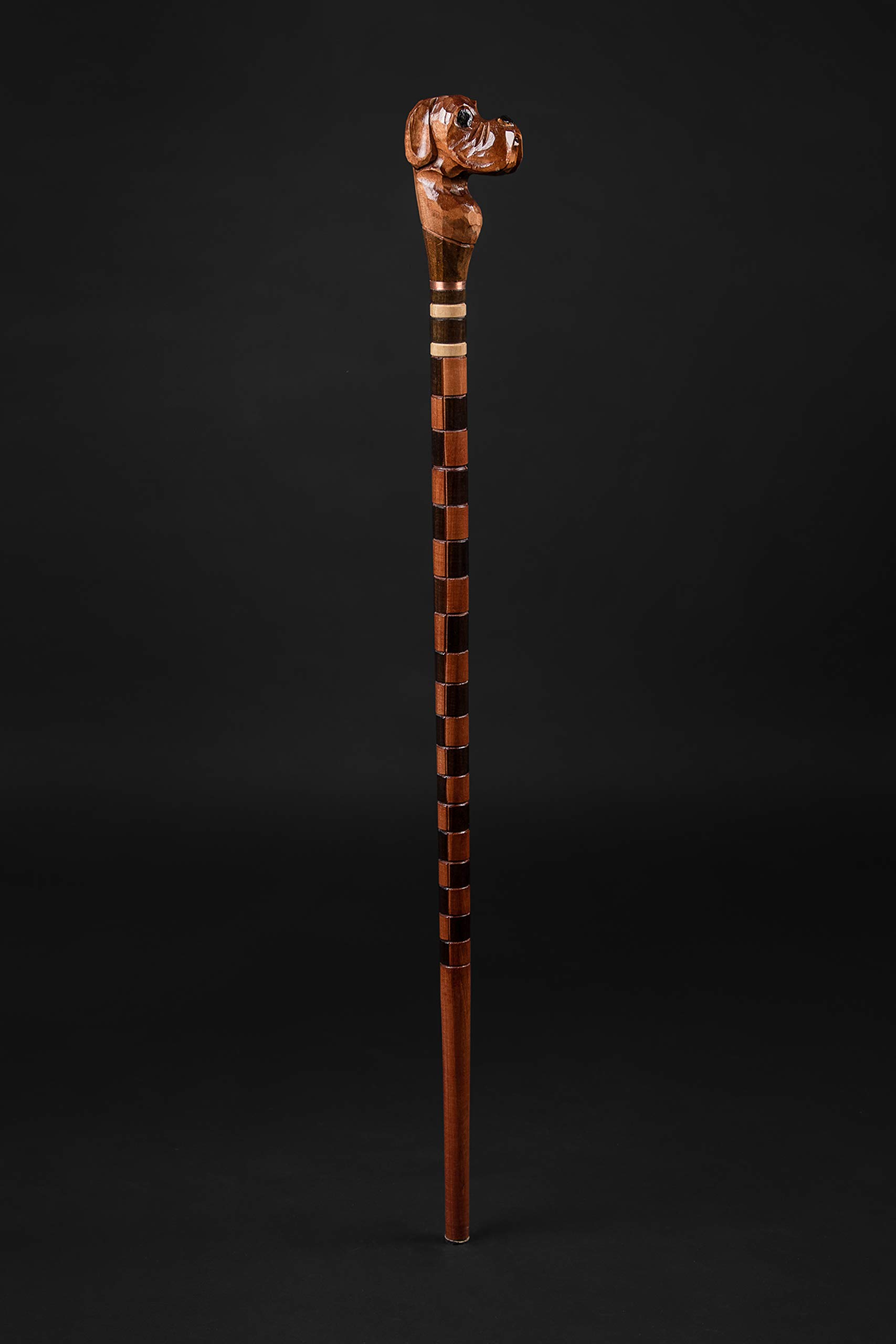 Handmade Wooden Dog Carved Walking Cane - Premium Handcrafted Hiking Stick for Men & Women - Perfect Gift for Outdoors, Hiking, and Elderly Support