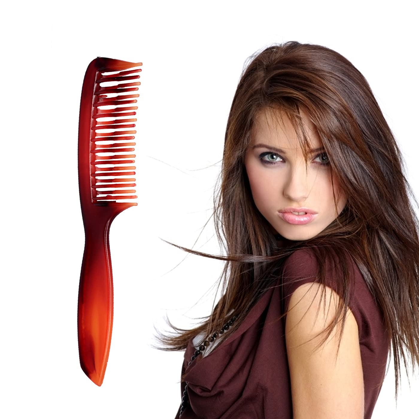 AASA Wide Tooth Comb for Detangling Wavy, Curly & Long Hair - Gentle Hair Styling Tool for Damage-Free Brushing (Multicolor) - Perfect for Salon, Home & Travel Use