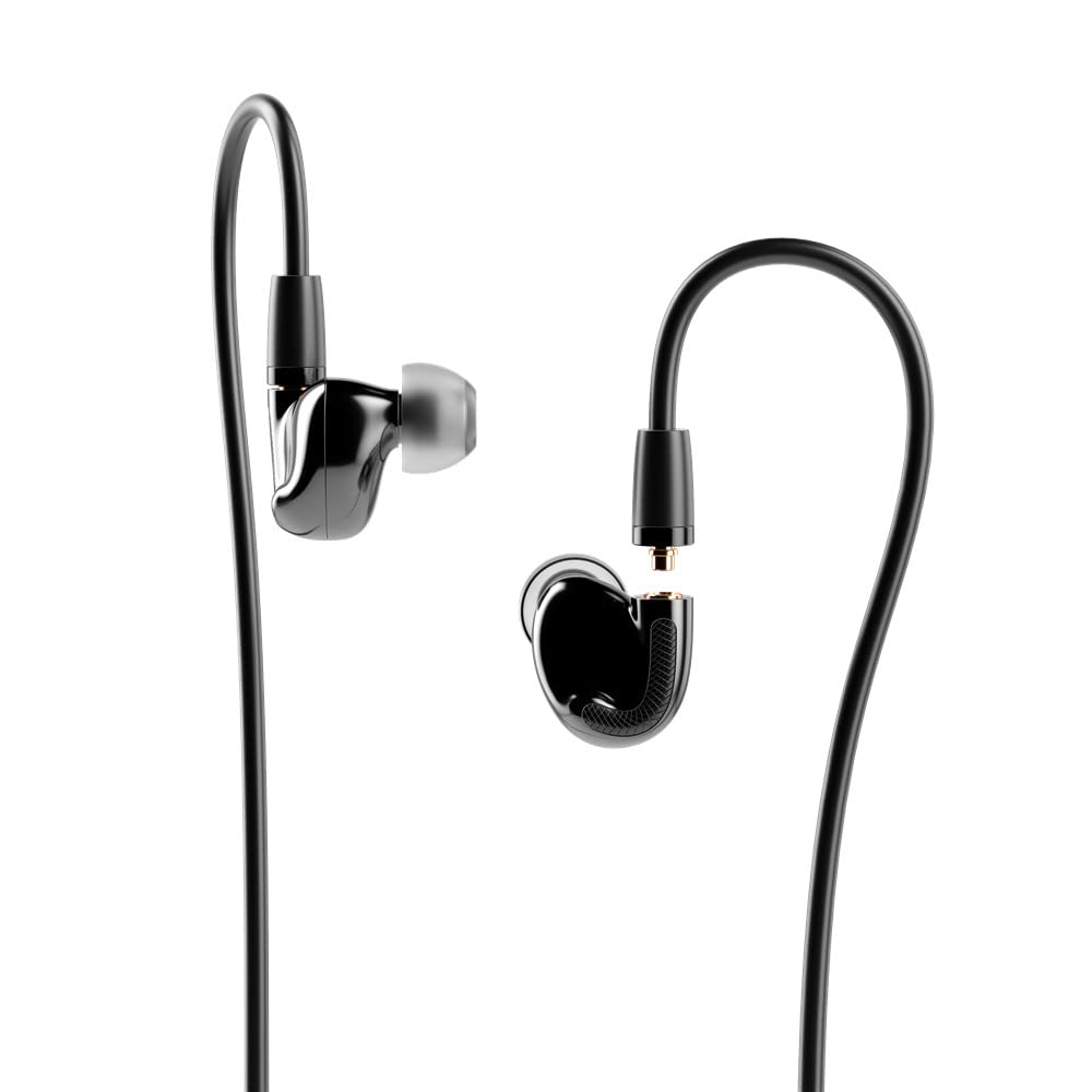 Aune Jasper-T HiFi In-Ear Monitors (IEMs) - High Fidelity MMCX Earphones with Pure Sound Quality - Perfect for Audiophiles, Musicians & Studio Monitoring (Black)