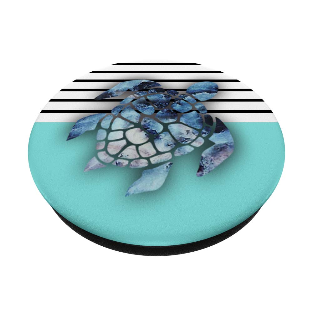 Purple Blue Marbled Sea Turtle Grip - Mint Teal Stripes Design for Stylish Home Decor & Office Accessories