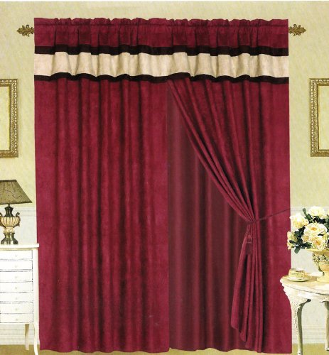 7-Piece Burgundy Brown Black Micro Suede King Comforter Set with Accent Pillows - Luxury Bed in a Bag for Master Bedroom & Guest Room Decor