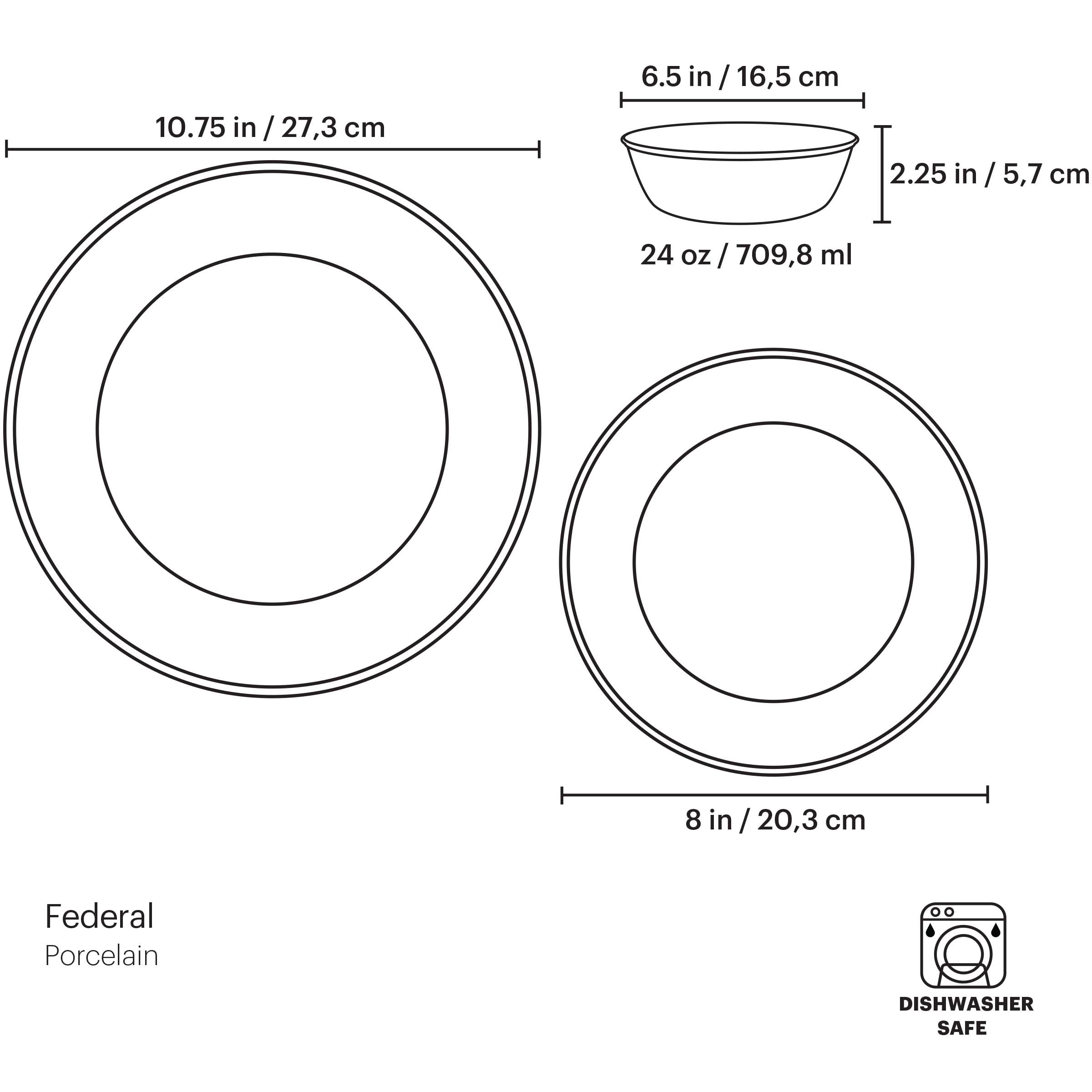 Federal Gold 3-Piece Place Setting - Elegant Dinnerware Set for Formal Dining, Holiday Entertaining & Special Occasions