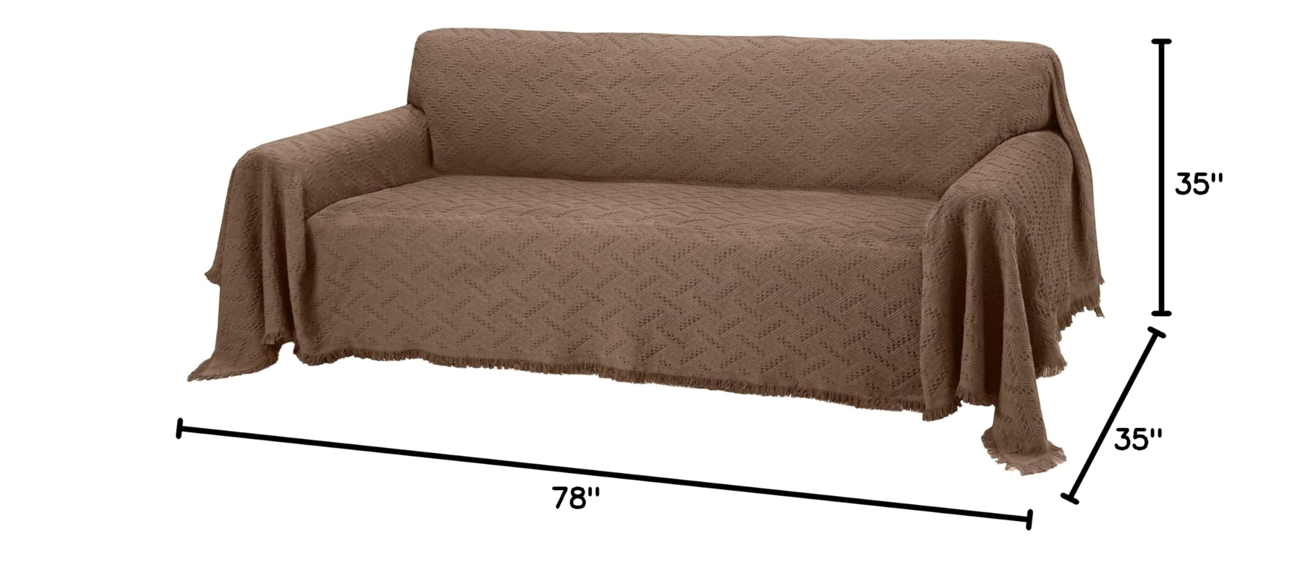 ROSE HOME FASHION Geometric Sofa Cover for 3-Cushion Couch - X-Large Chocolate Brown Stretchable Couch Protector - Pet-Friendly, Anti-Slip Living Room Furniture Protector for Dogs & Kids - Perfect for Home, Office, and Daily Use