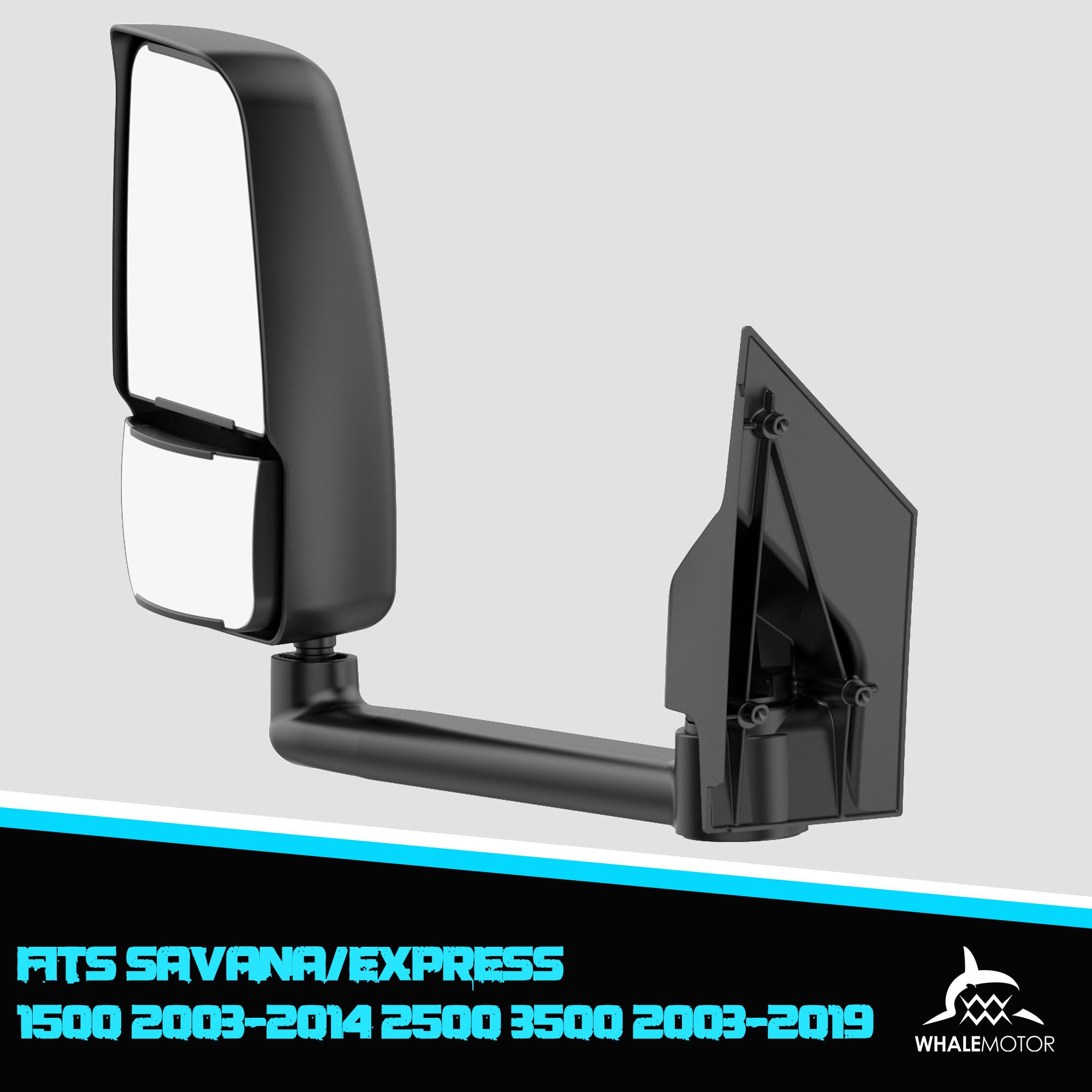 Driver Side Tow Mirror Replacement for 2003-2019 Chevy Express/GMC Savana 1500 2500 3500 - Left Side Manual Folding Adjustable Towing Van Mirrors - Perfect for Towing, Camping & Work Trucks