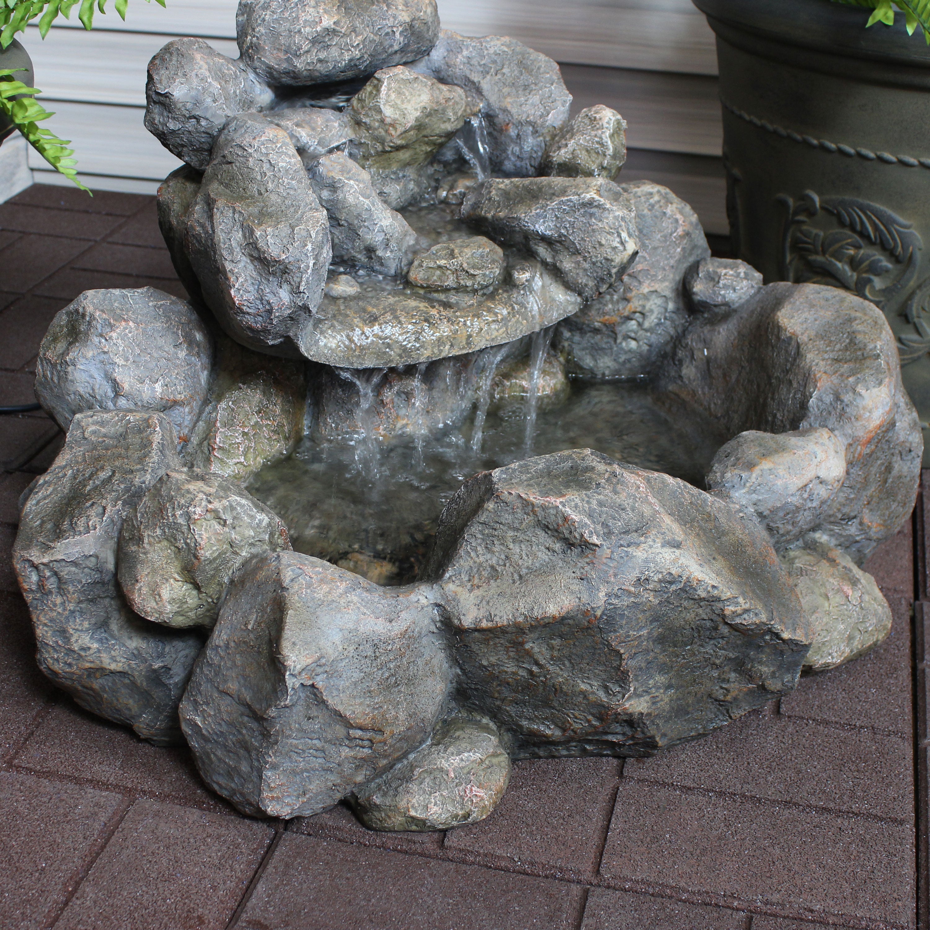 Sunnydaze Rocky Ravine Outdoor Water Fountain - 18 Inch Garden Decor with Natural Stone Design for Patio, Yard, and Landscape | Relaxing Water Feature for Backyard, Deck, or Outdoor Living Space