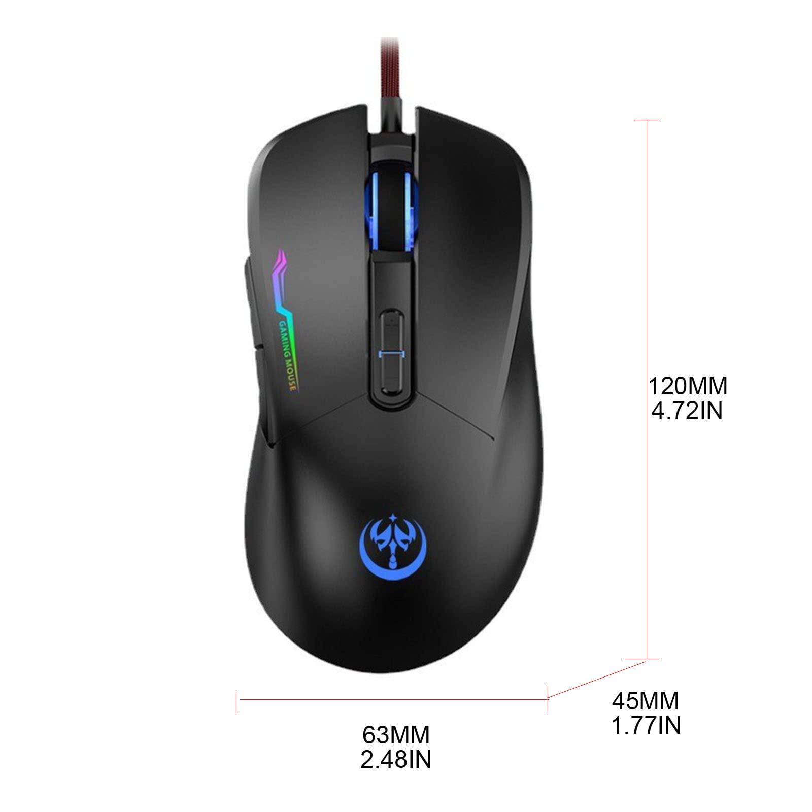 FUXIU Gaming Mouse - USB Optical Computer Mouse with 6 Programmable Buttons, Adjustable DPI, 6-Color Backlit for PC - Perfect for Gaming, Work & Home Office Use