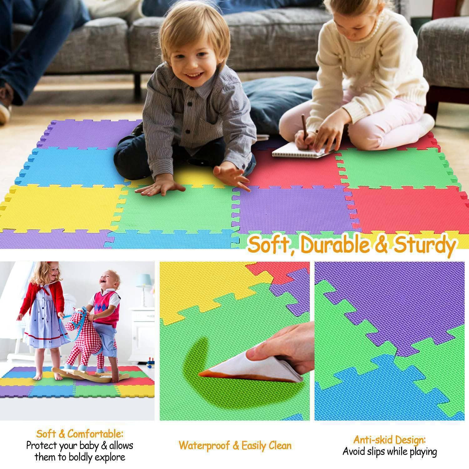 20-Piece Foam Play Mat for Kids - Non-Toxic Puzzle Floor Tiles, Soft Play Mats & Rugs for Baby Crawling, Toddler Playroom, Daycare & Home Nursery Safety