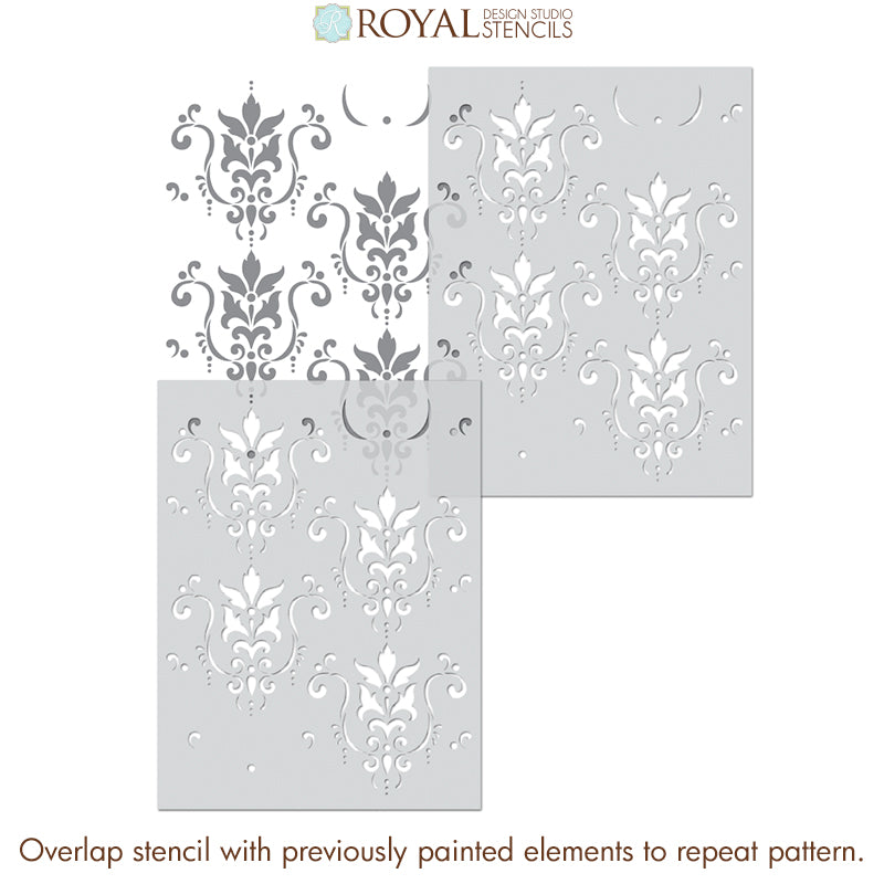 Serenity Damask Wall Stencil - Reusable DIY Painting Template for Home Decor, Bedroom, Living Room & Nursery | Perfect for Wall Art, Accent Walls & Furniture Makeovers
