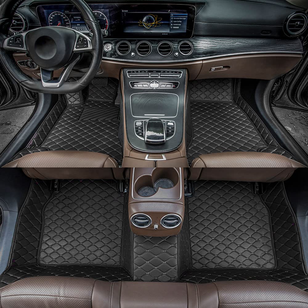 Premium All-Weather Non-Slip Leather Floor Mats for Tesla Model X (2016-2022) - Custom Fit Floor Liners for 5-Seat Models (2020-2022) | Black | Perfect for Daily Commutes, Road Trips & Extreme Weather Protection