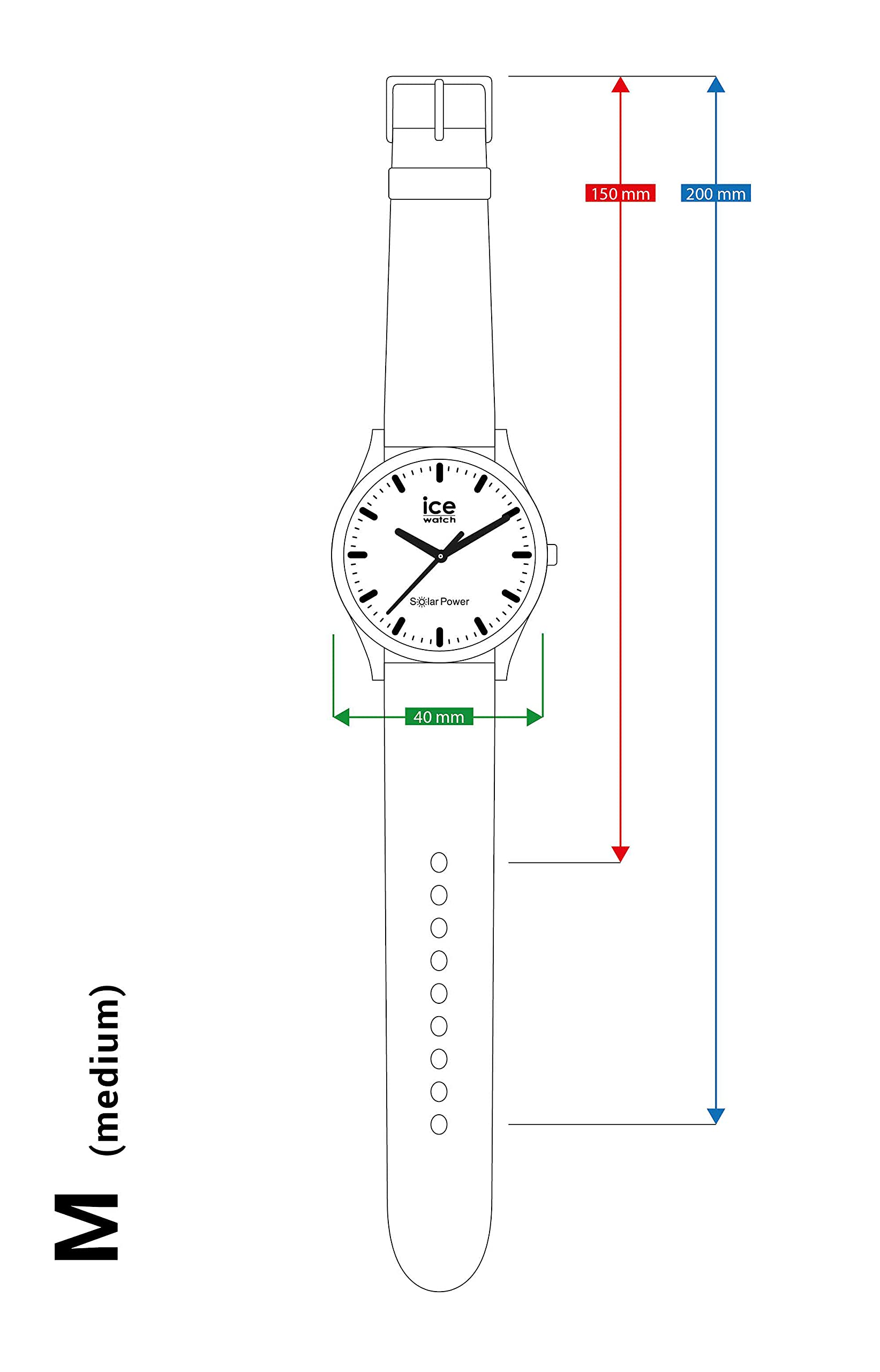 Ice-Watch Solar-Powered Casual Blue & Red Men's Wristwatch with Silicone Strap - Waterproof Unisex Watch for Outdoor, Sports & Everyday Wear - Model 020605 (Medium)