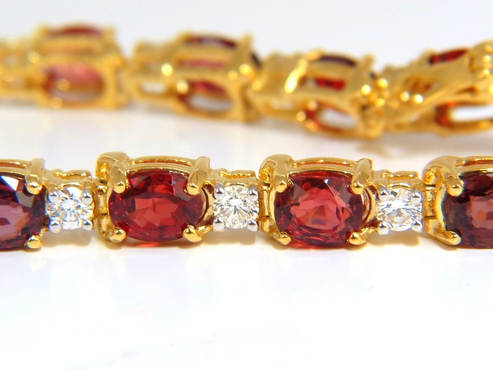 14.81ct Natural Unheated Red Spinel & Diamond Tennis Bracelet in 14K Gold - Elegant Jewelry for Weddings, Parties & Special Occasions