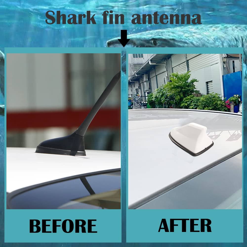 Shark Fin Car Antenna Topper - Universal Automotive Exterior Accessory for Car, SUV & Truck - Vivid White Shark Fin Antenna for Stylish Vehicle Decoration - Perfect for Car Shows, Gifts & Customizing Your Ride