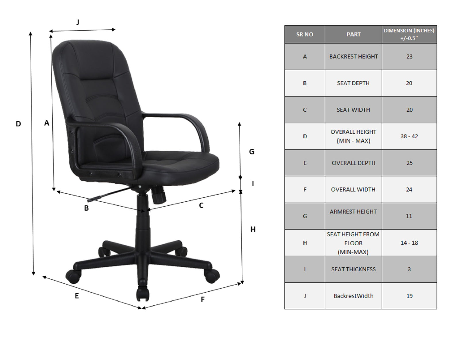 Ergonomic 136M Computer Office Chair - Black, Adjustable Height & Lumbar Support for Home & Office Workspace, Comfortable Desk Chair for Long Hours Sitting, Gaming & Study