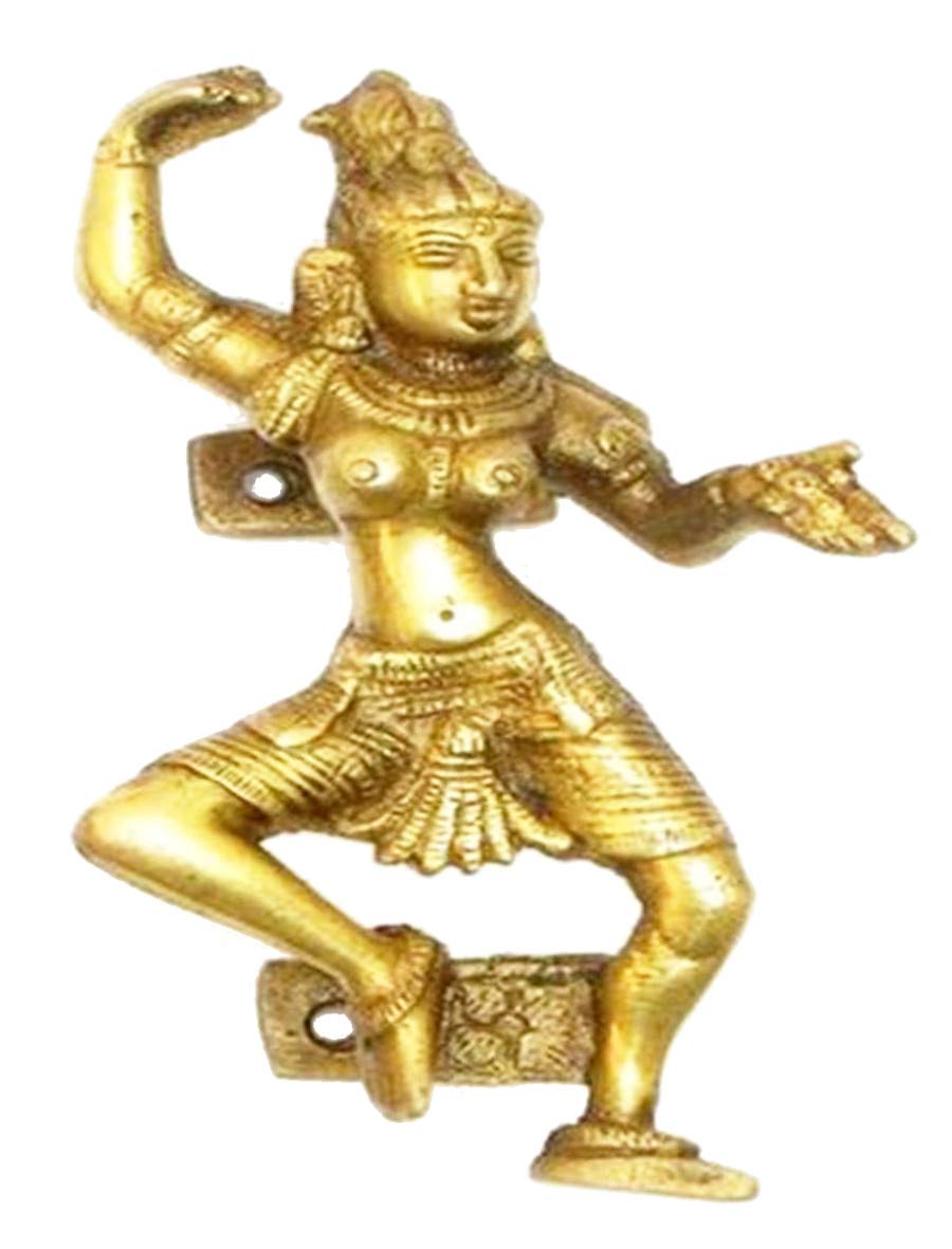Purpledip Brass Door Handle 'Dancing Diva' - Vintage Decorative Cabinet Pull for Doors, Windows & Cupboards (10822A) - Perfect for Home, Office & Restaurant Decor