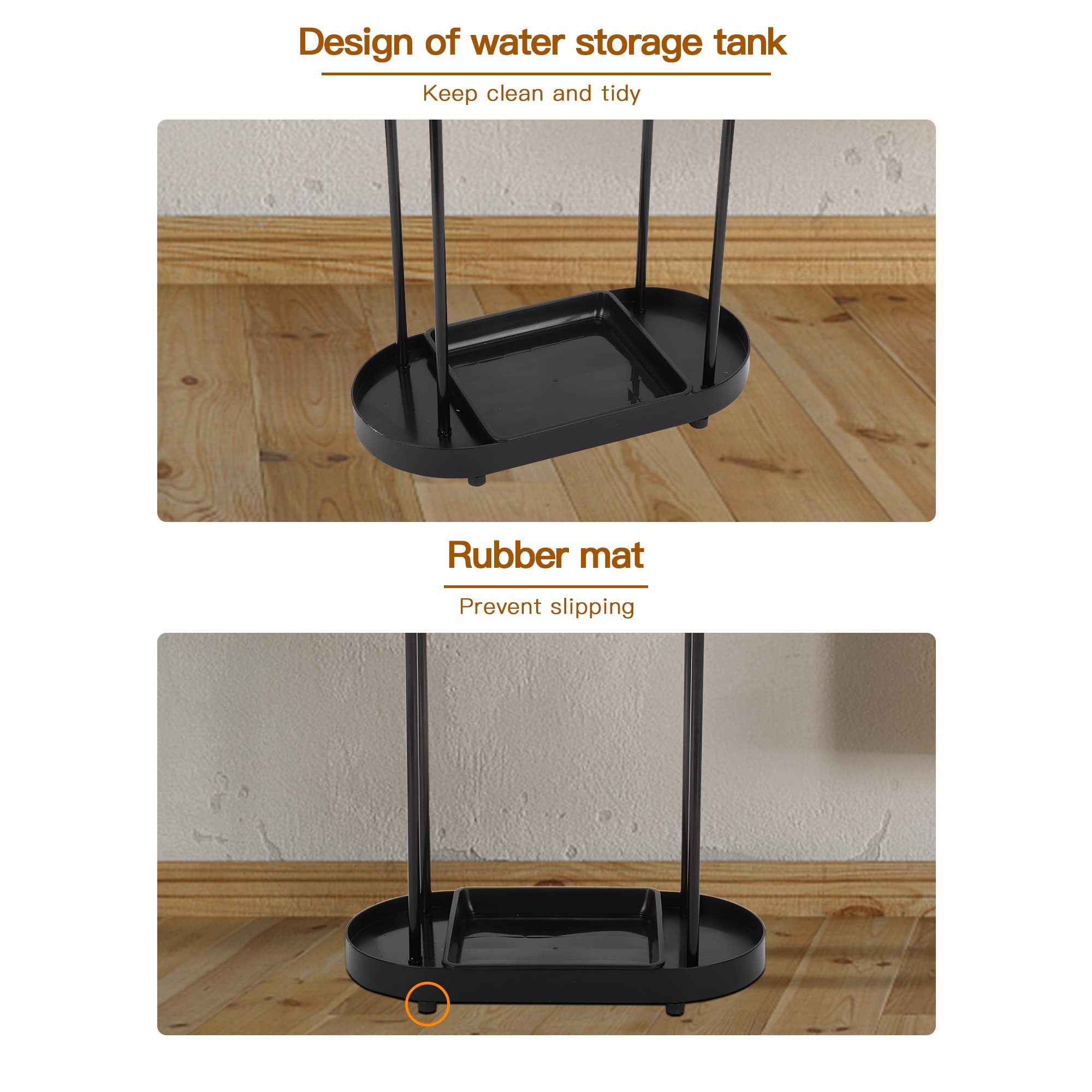 Lukar Metal Umbrella Stand - Indoor Entryway Organizer with Removable Drip Tray, Free Standing Umbrella Rack for Home, Office & Patio Decor - Perfect for Entryways, Mudrooms and Outdoor Spaces