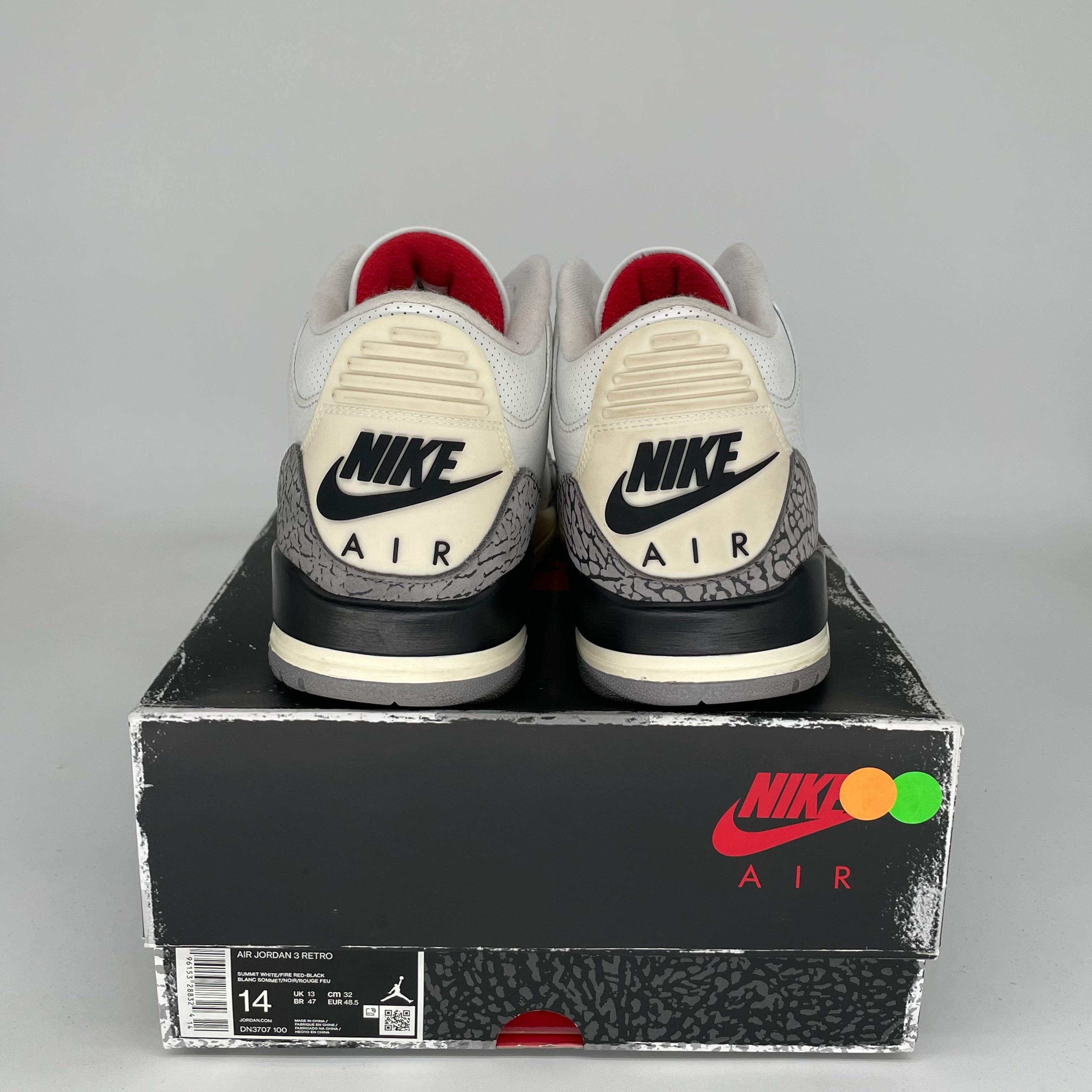 Original Air Jordan 3 White Cement Reimagined Retro Sneakers - Men's Size 14 (DN3707-100) - Authentic Basketball Shoes for Sports & Streetwear Fashion