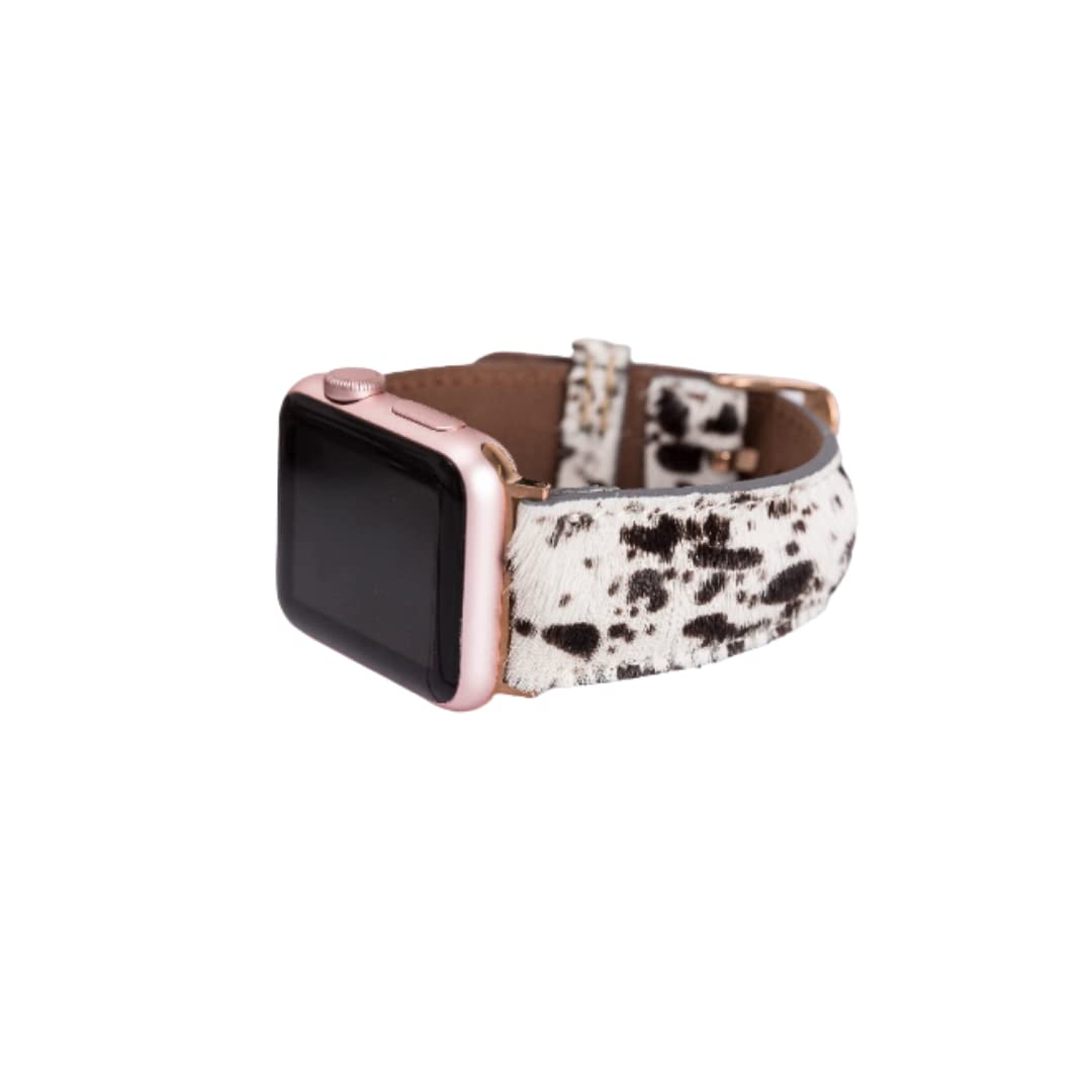 Handmade Genuine Leather Apple Watch Band for Women - Compatible with 38mm 40mm 42mm 44mm iWatch Series SE/7/6/5/4/3/2/1 - Space Gray Connector - Perfect for Workouts, Office & Everyday Wear