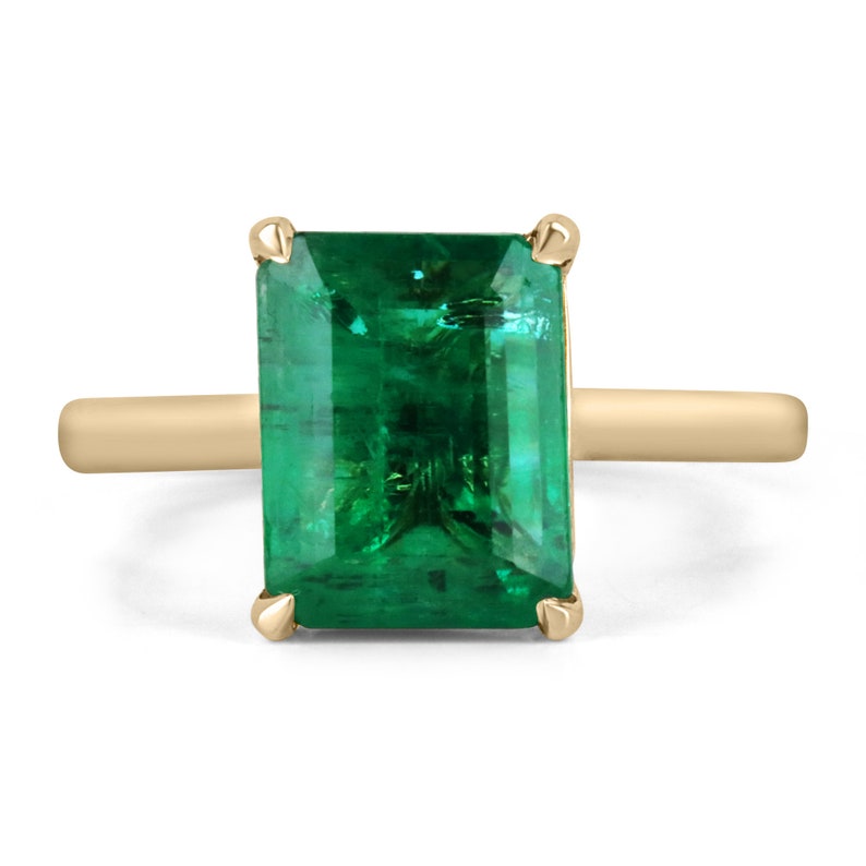 3.84 Carat 18K Gold Emerald Cut Solitaire Classic Engagement Ring for Women - Perfect for Proposals, Anniversaries & Weddings