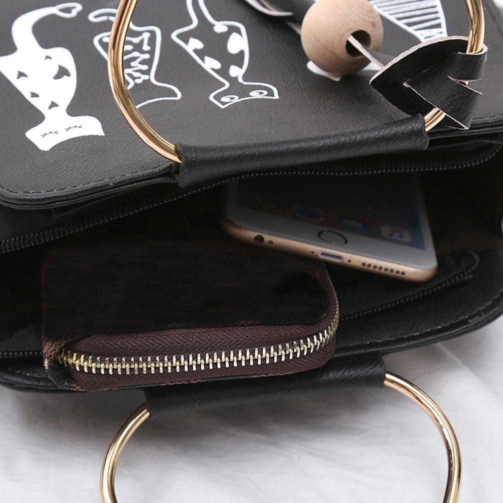Stylish Yannerr Women's Animal Print Messenger Bag - Cat Pattern Crossbody Shoulder Bag (Black) | Perfect for Work, Travel & Casual Outings