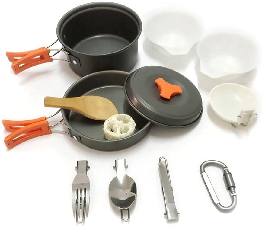 Eastbon 12-Piece Camping Cookware Set - Stainless Steel Tea Kettle & Bowls for Outdoor Cooking, Picnic, Hiking & Travel | Durable Portable Cookware for Camping Trips & Backpacking Adventures