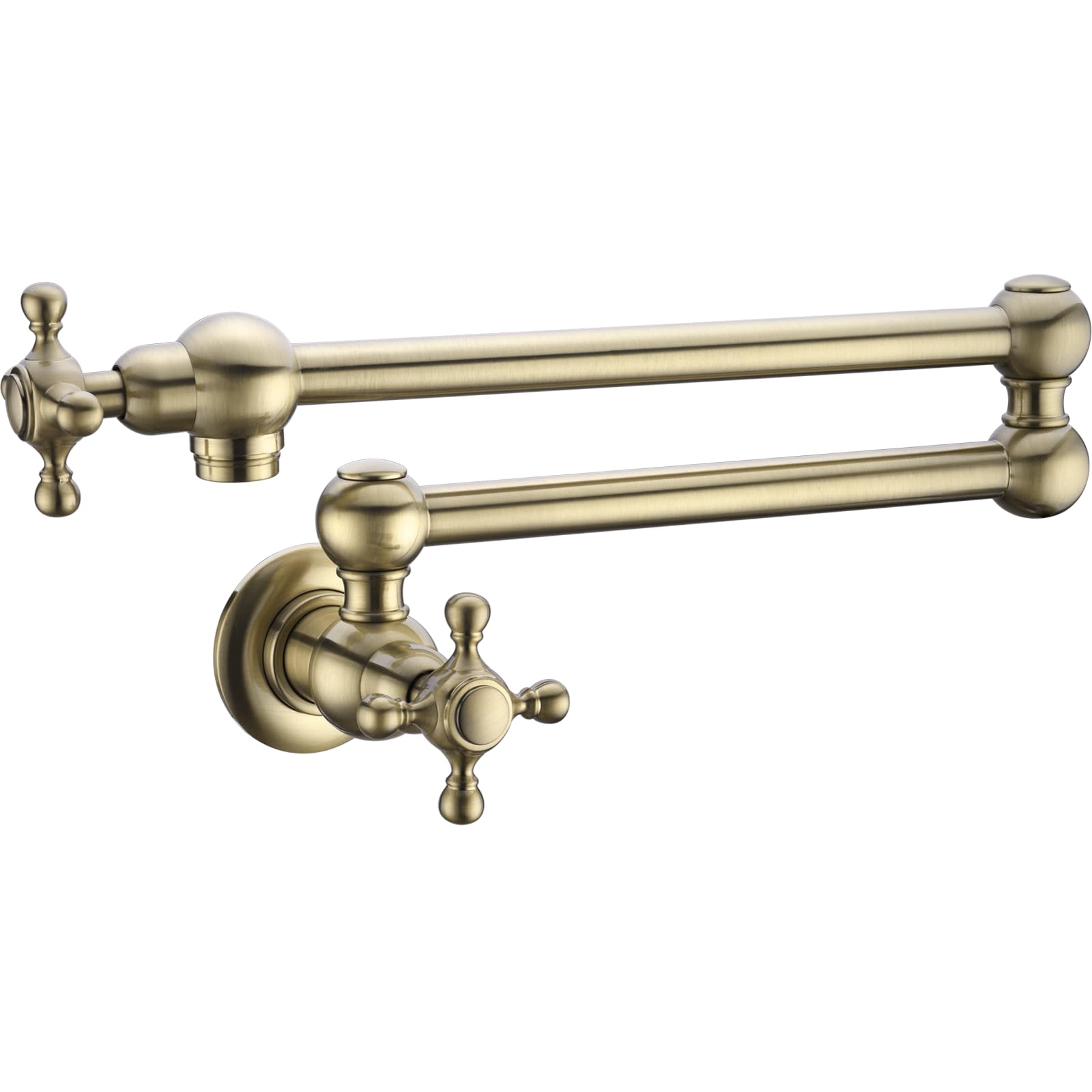 TRUSTMI Brass Wall Mount Pot Filler Faucet - Brushed Gold Kitchen Sink Faucet with Double Joint Swing Arm for Easy Pot Filling | Perfect for Home Kitchen, Restaurant & Commercial Use