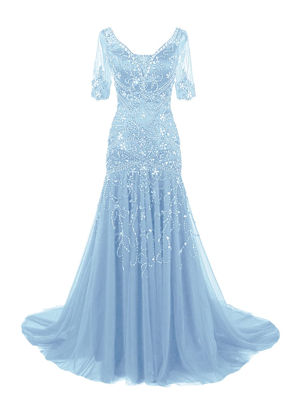 Elegant Mother of The Bride Dresses - Long Mermaid Wedding Gown with Embroidery & Short Sleeves for Women | Perfect for Weddings, Proms & Formal Evening Events