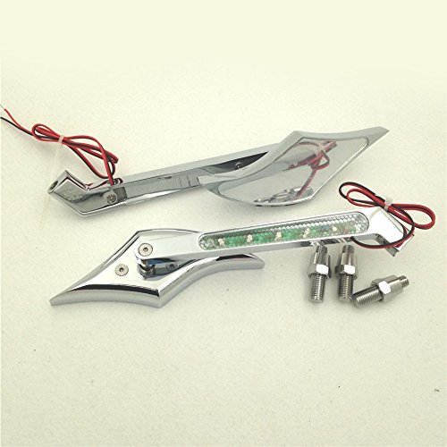 Chrome Diamond LED Turn Signal Integrated Mirrors for Harley-Davidson Softail Fat Boy Road King Dyna Wide Glide Springer Sportster XL - Enhanced Visibility & Style for Night Riding & Custom Bike Builds