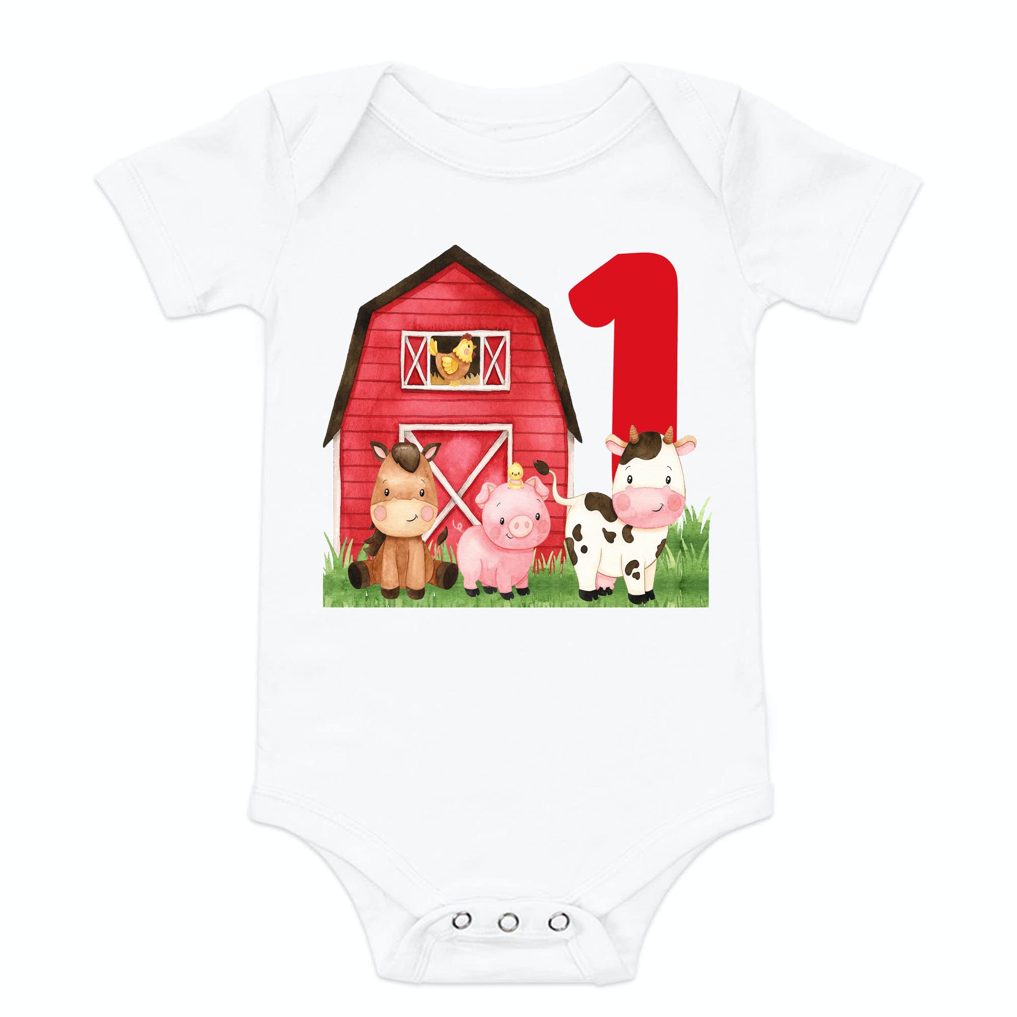 Farm Animal First Birthday Shirt - Cute Barnyard Theme 1st Birthday Outfit for Boys & Girls (12 Months) - Perfect for Farm-Themed Birthday Parties & Photo Shoots