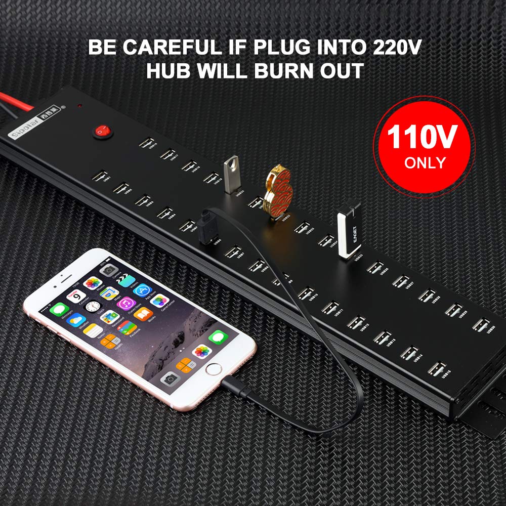 30-Port Industrial USB 2.0 Hub with 300W Power Supply - Wall Mountable, Batch Data Transfer for Factory, Warehouse & Office (Supports Refurbishing & Brush)