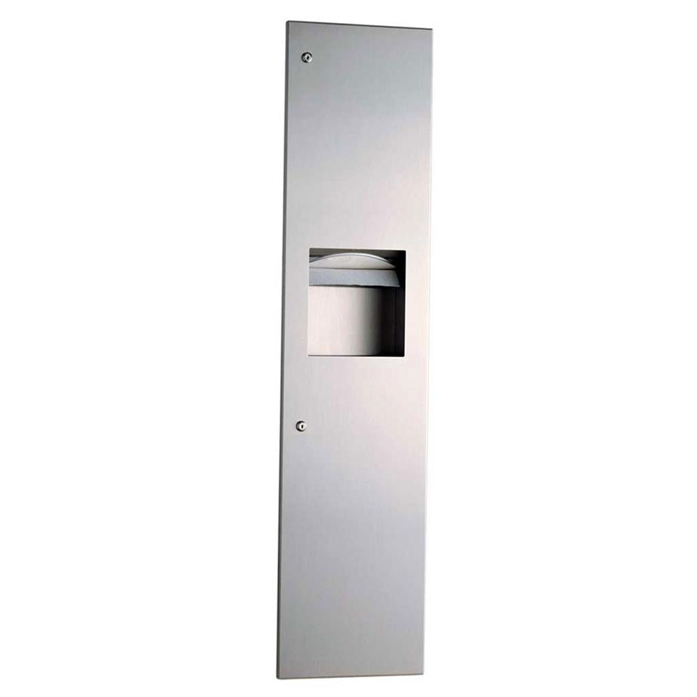 Bobrick B3803 TrimLine Series Recessed Paper Towel Dispenser & Waste Receptacle - Satin Finish for Restrooms, Offices & Commercial Spaces