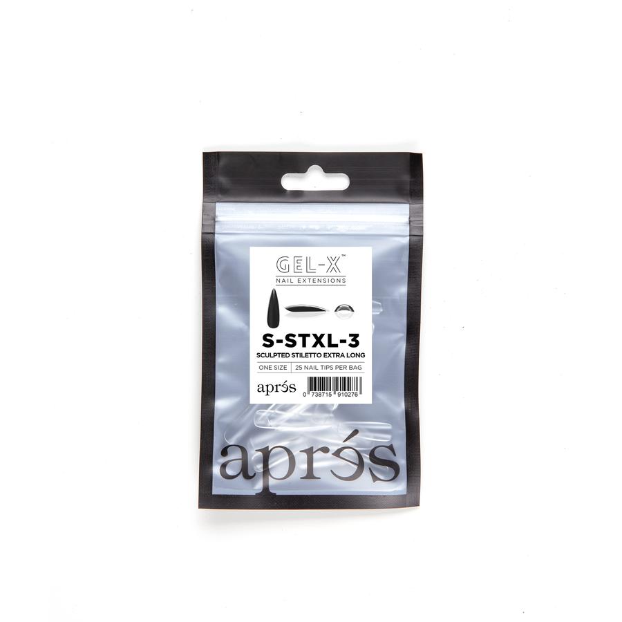 Apres Gel X Sculpted Stiletto Extra Long Refill Tips - Sizes #0 & #9 - Professional Nail Extension Kit for Salon & Home Manicures