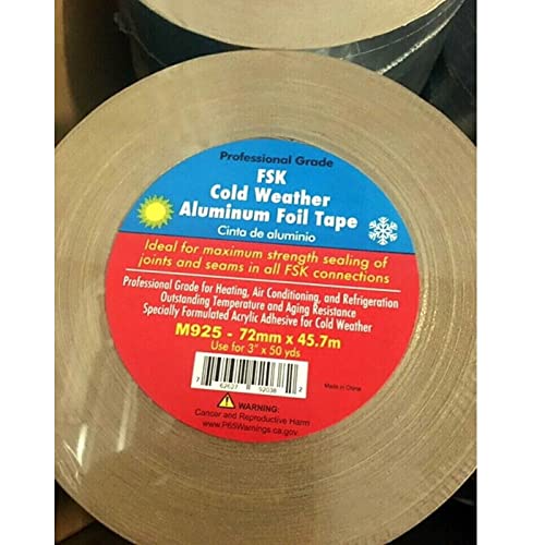 MERCO M925 Cold Weather FSK Tape 72mm x 55yd - 16 Rolls | HVAC Insulation, Duct Sealing for Extreme Temperatures | Perfect for Commercial & Residential Heating Systems