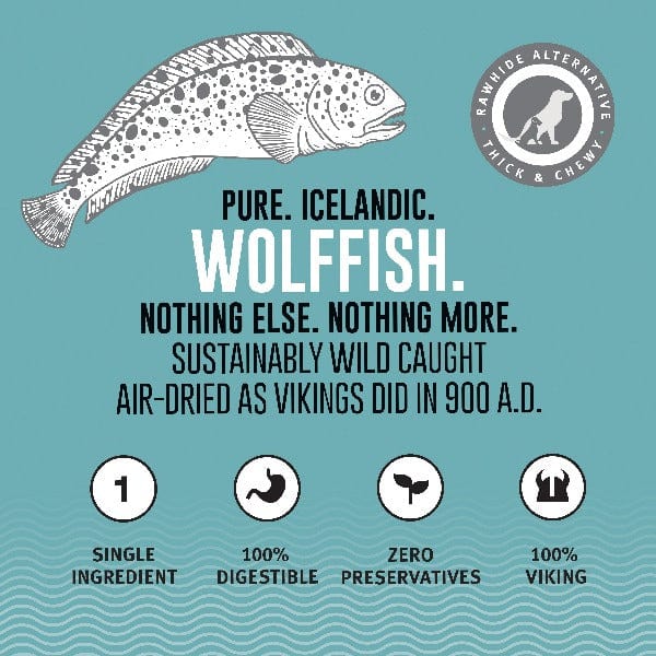 Premium Icelandic Wolffish Skin Sticks & Pieces - All-Natural Dog Chews for Dental Health | High-Protein Training Treats | Perfect for Aggressive Chewers & Puppy Teething Relief