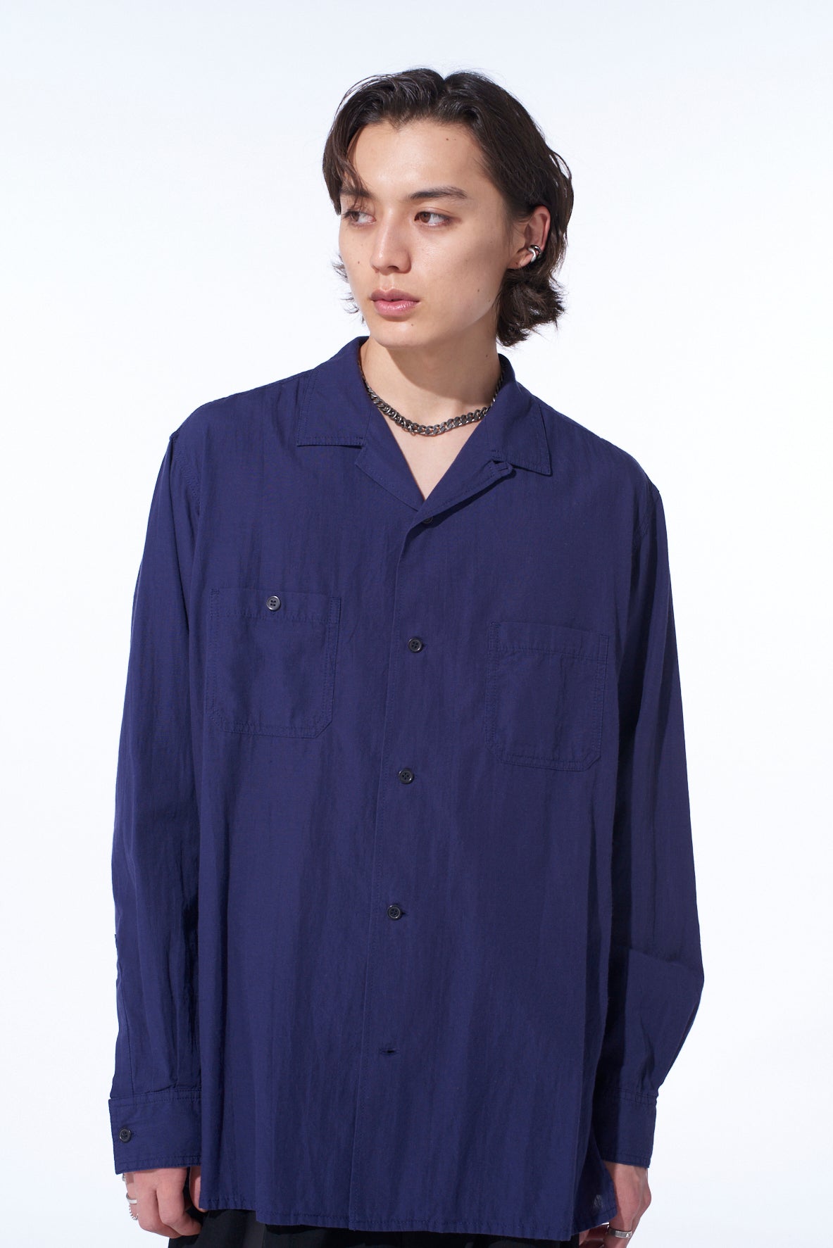 Premium Loose Fit Chambray Broadcloth Shirt for Men - Comfortable Open Collar Casual Shirt for Work, Travel & Everyday Wear