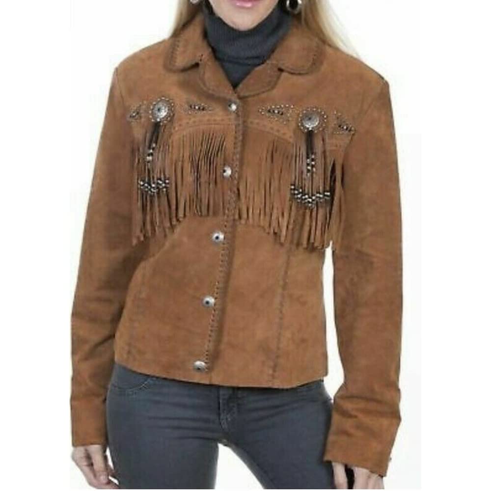 Authentic Western Cowgirl Suede Leather Jacket | 100% Genuine Fringed Native American Cowlady Coat for Women | Perfect for Rodeo, Country Concerts & Western Fashion