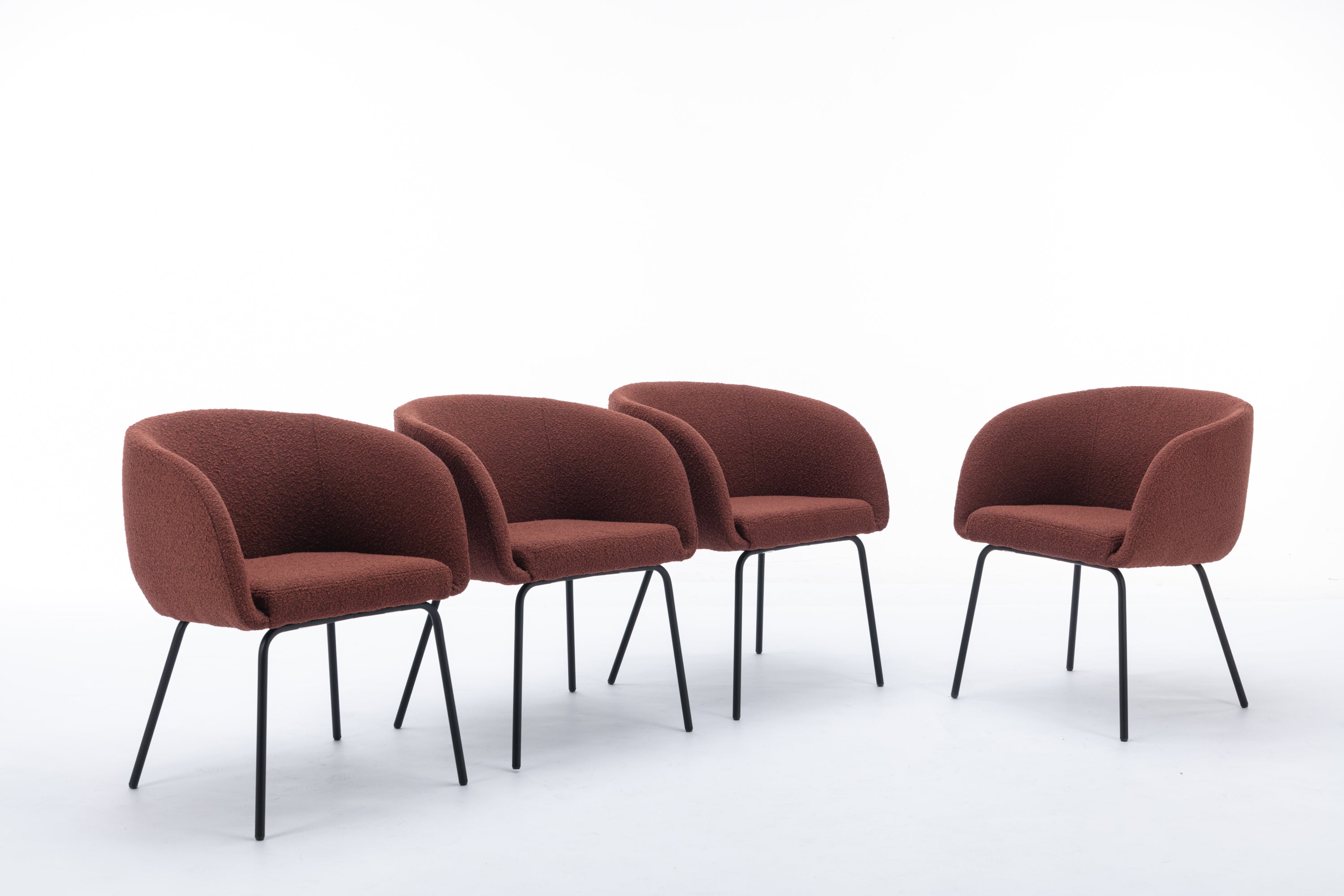 2 Pack Boucle Fabric Dining Chairs with Black Metal Legs - Wine Red | Modern Upholstered Side Chairs for Kitchen, Dining Room, or Office | Comfortable & Stylish Seating Solution