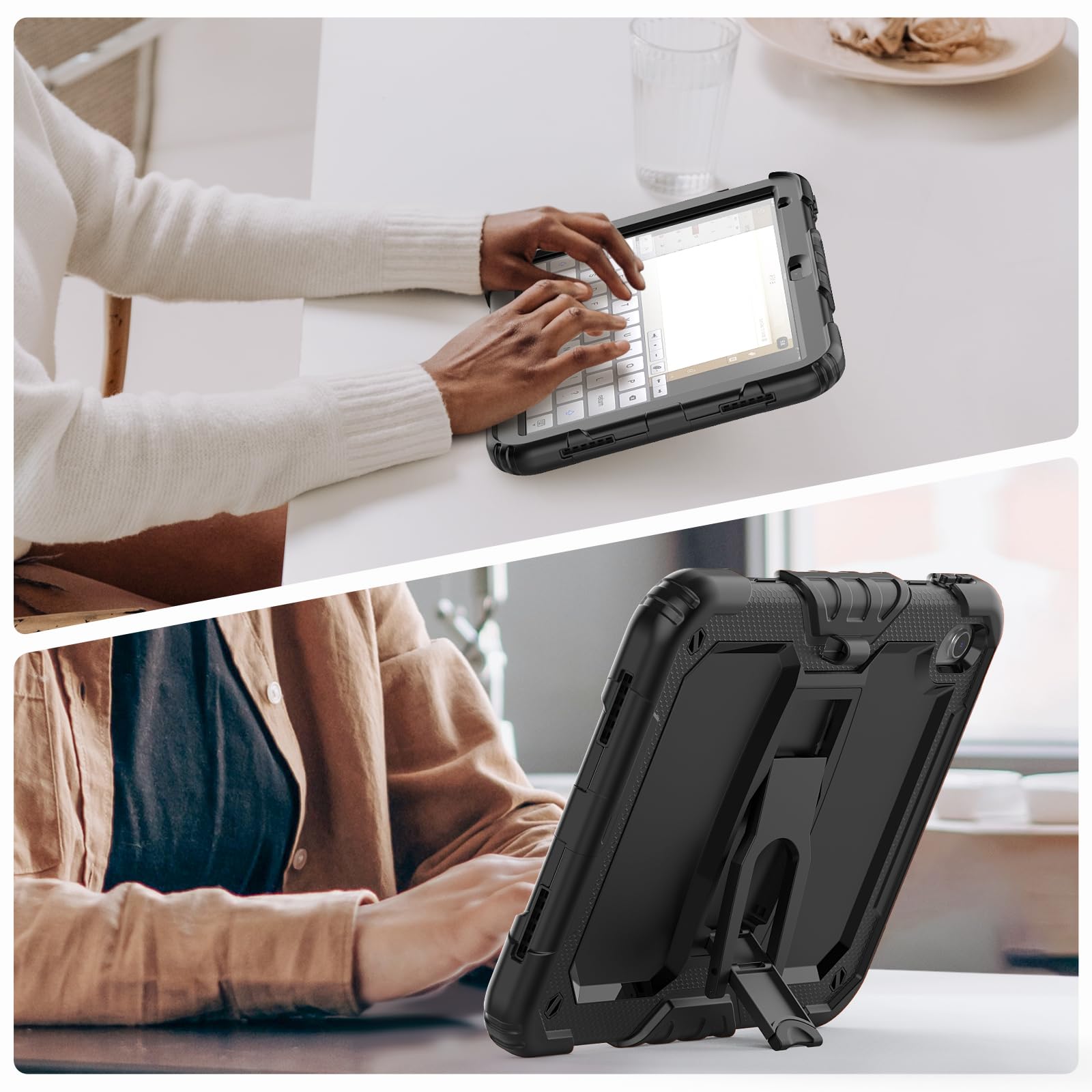 HXCASEAC iPad Case for 11th/10th Generation (2025/2022) 10.9-11 inch - Shockproof Protective Cover with Screen Protector, Pencil Holder & Foldable Stand - Compatible with iPad A2696/A2757/A3354 - Black - Perfect for Work, School & Travel