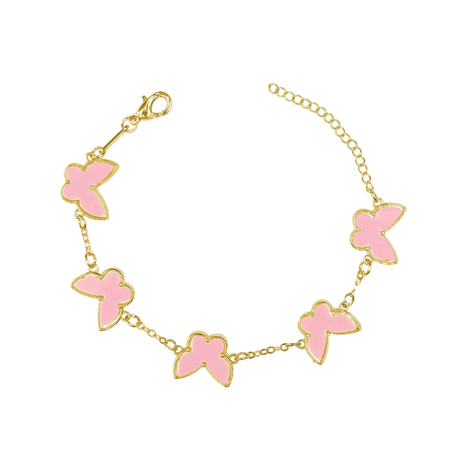 Boho Butterfly Bracelet for Women - Gold & Pink Butterfly Chain Bracelet - Elegant Birthday & Christmas Jewelry Gift - Perfect for Casual Wear, Parties & Special Occasions