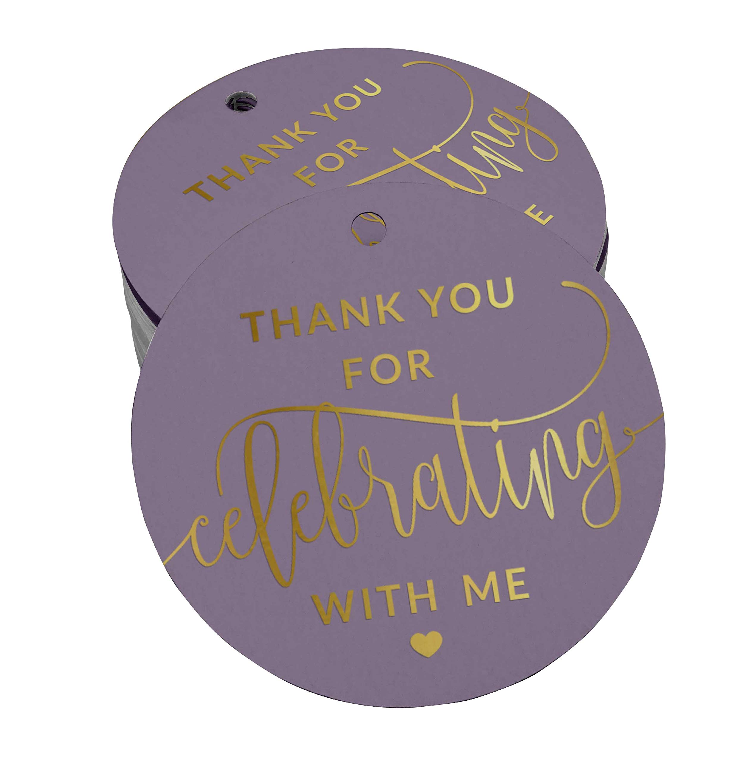 50 Pack Real Gold Foil Thank You Tags for Birthday Party Favors - Elegant Celebration Gift Tags for Wedding, Baby Shower & Special Events