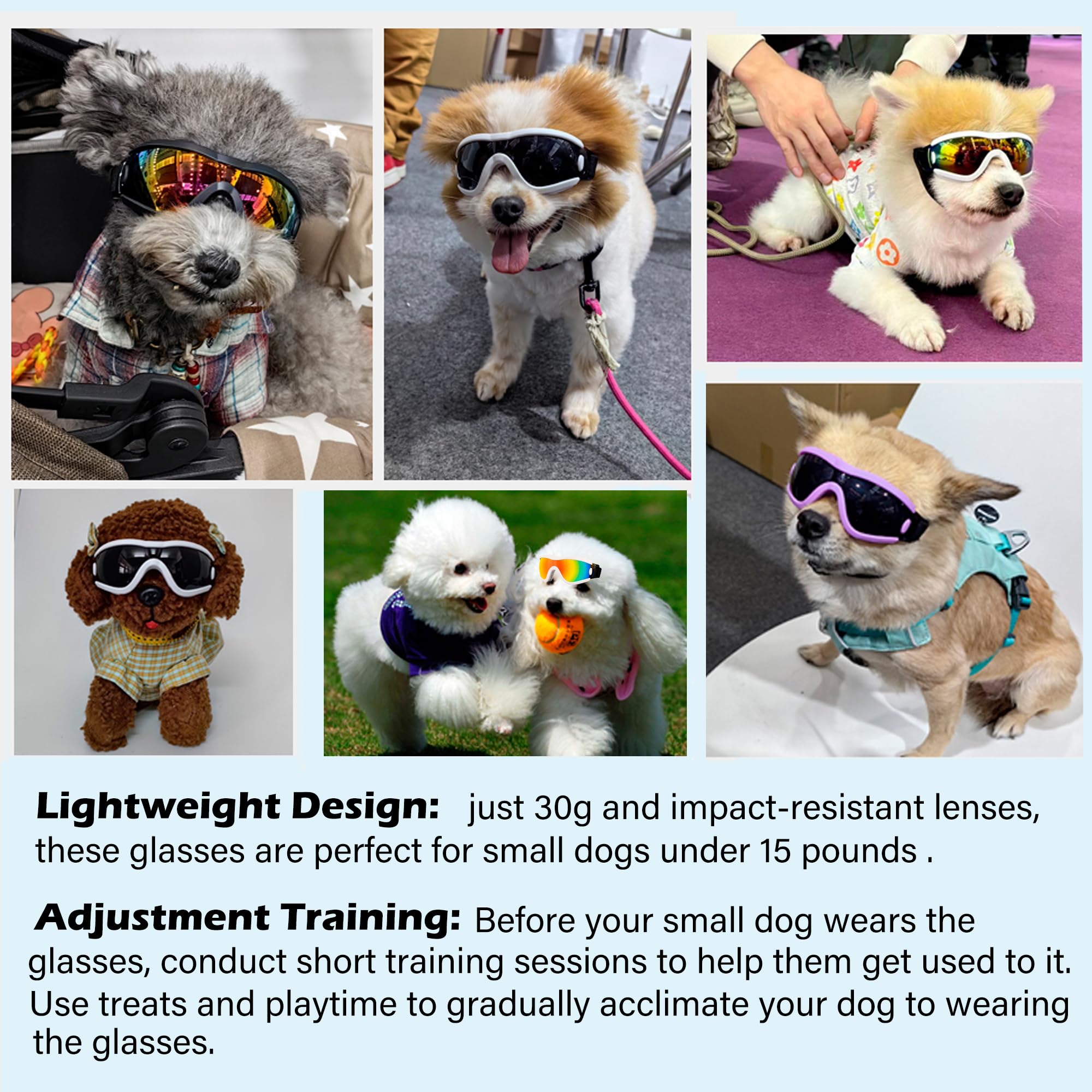**UV Protection Small Dog Sunglasses with Adjustable Strap - Winproof & Soft Dog Goggles for Puppy Eye Protection - Perfect for Outdoor Adventures, Beach Trips & Sunny Walks**