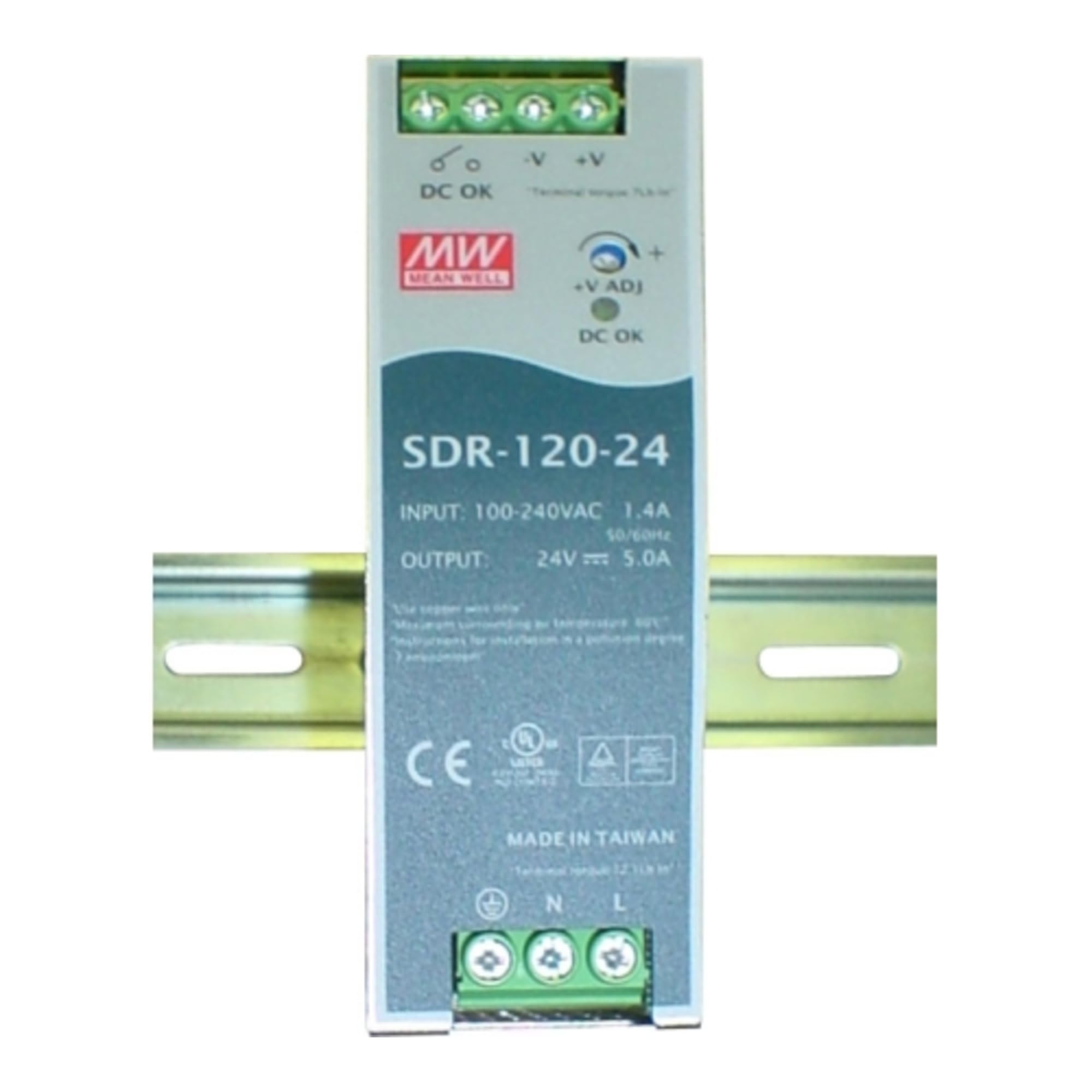 DuraComm SDR-120-24 120W 24V 5A Switching Power Supply - Reliable AC to DC Converter for LED Strips, CCTV Cameras & Industrial Equipment