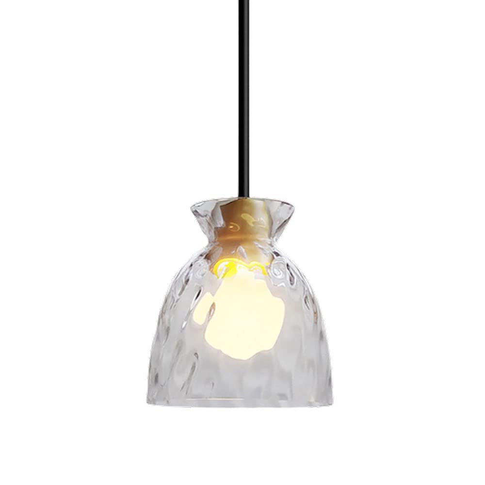 Nordic Modern Glass Pendant Lighting Fixture with Water Ripple Lampshade - Kitchen Island Light, Bar Counter Hanging Lamp for Bathroom & Dining Room Decor