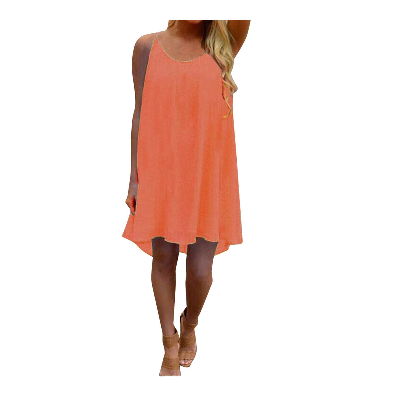 ANDBXH Women's Chiffon Beach Dress - Summer Spaghetti Strap for Vacations