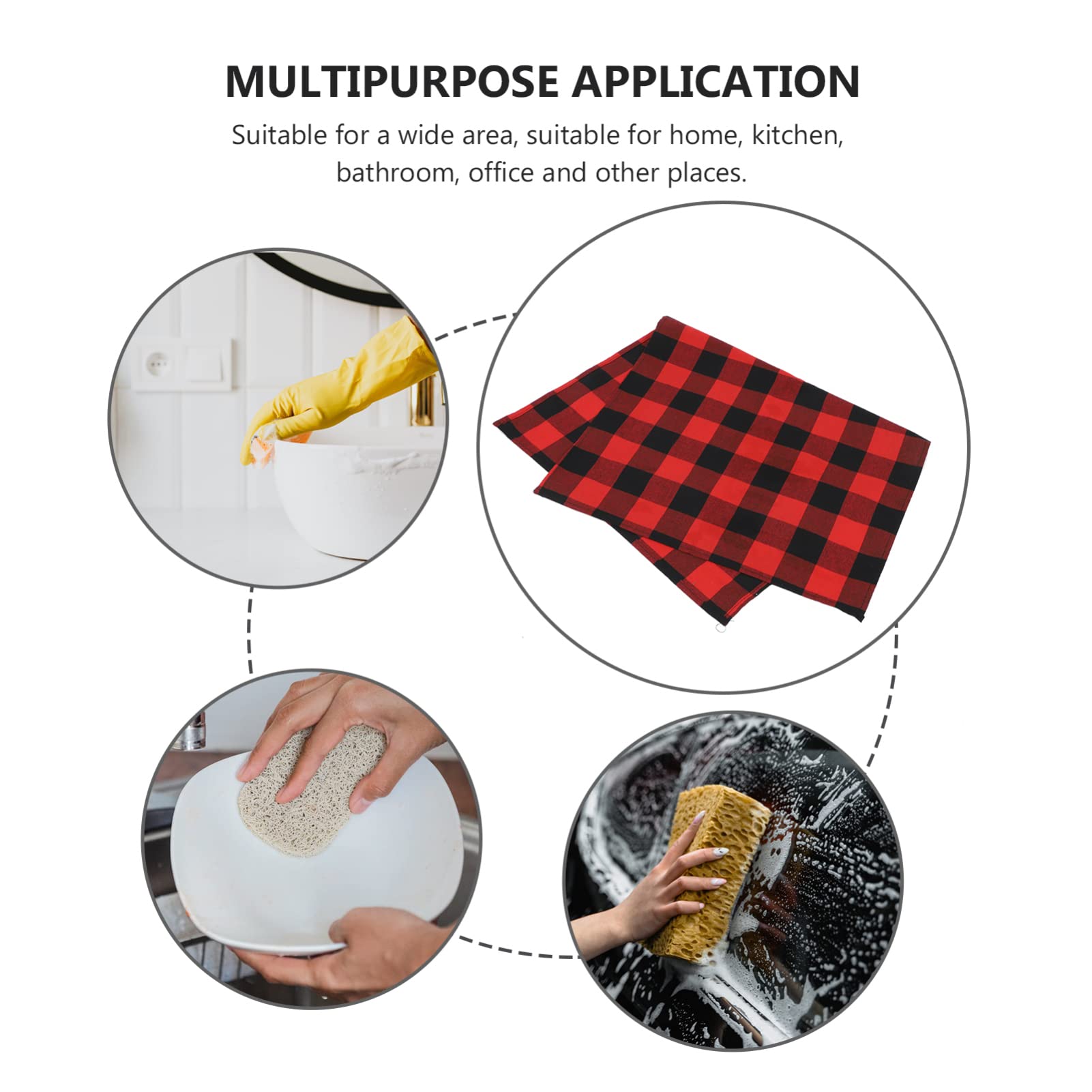 Hemoton 2 Pack Checkered Dish Towels - Super Absorbent Kitchen Cleaning Cloths for Washing Dishes, Drying Hands & Counter Cleaning - Soft & Durable Anti-Scald Dishwashing Towels for Kitchen & Household Use