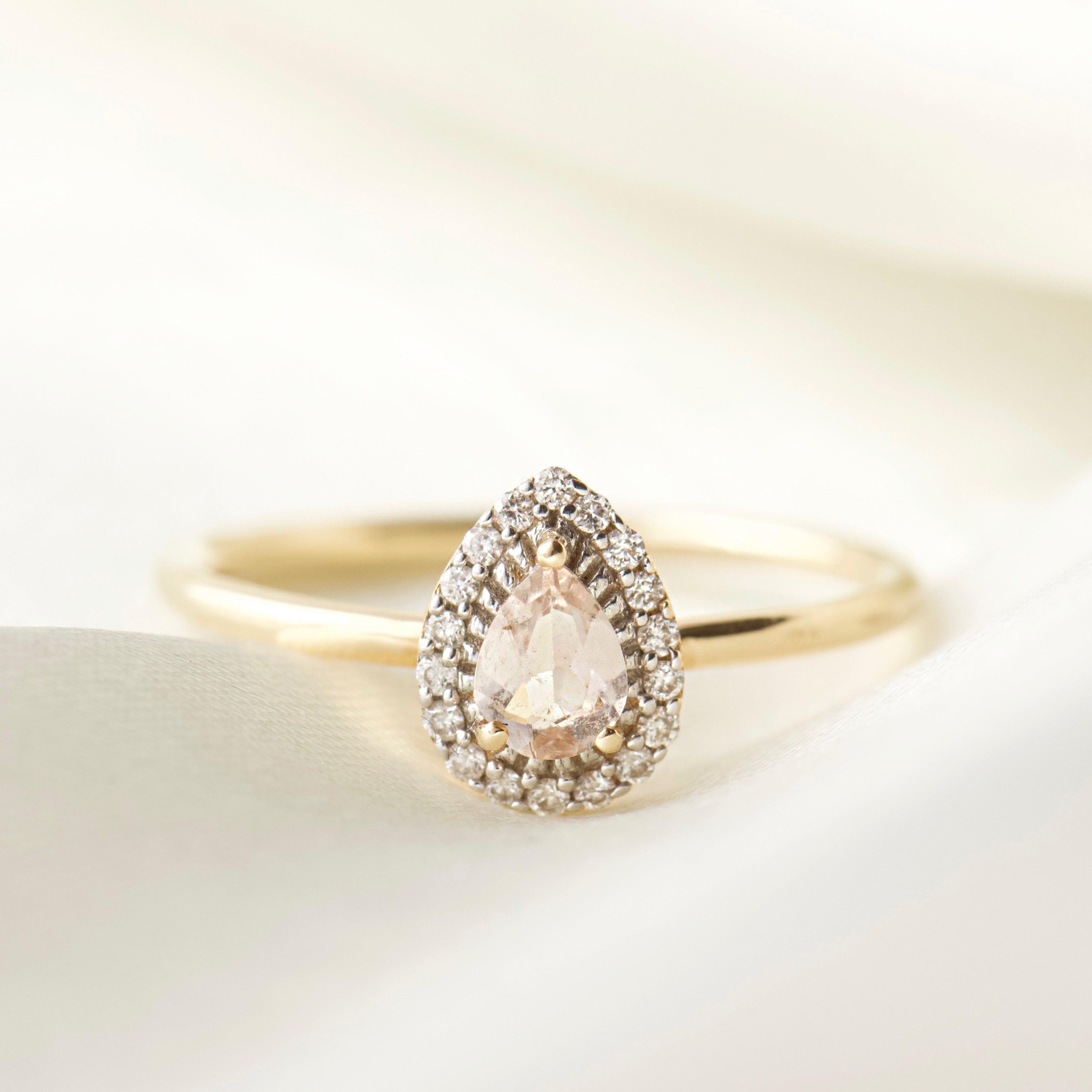 Estelle Morganite & Diamond Ring - UK Size O - Elegant Pink Morganite & Diamond Engagement Ring for Women - Perfect for Proposals, Anniversaries & Special Occasions