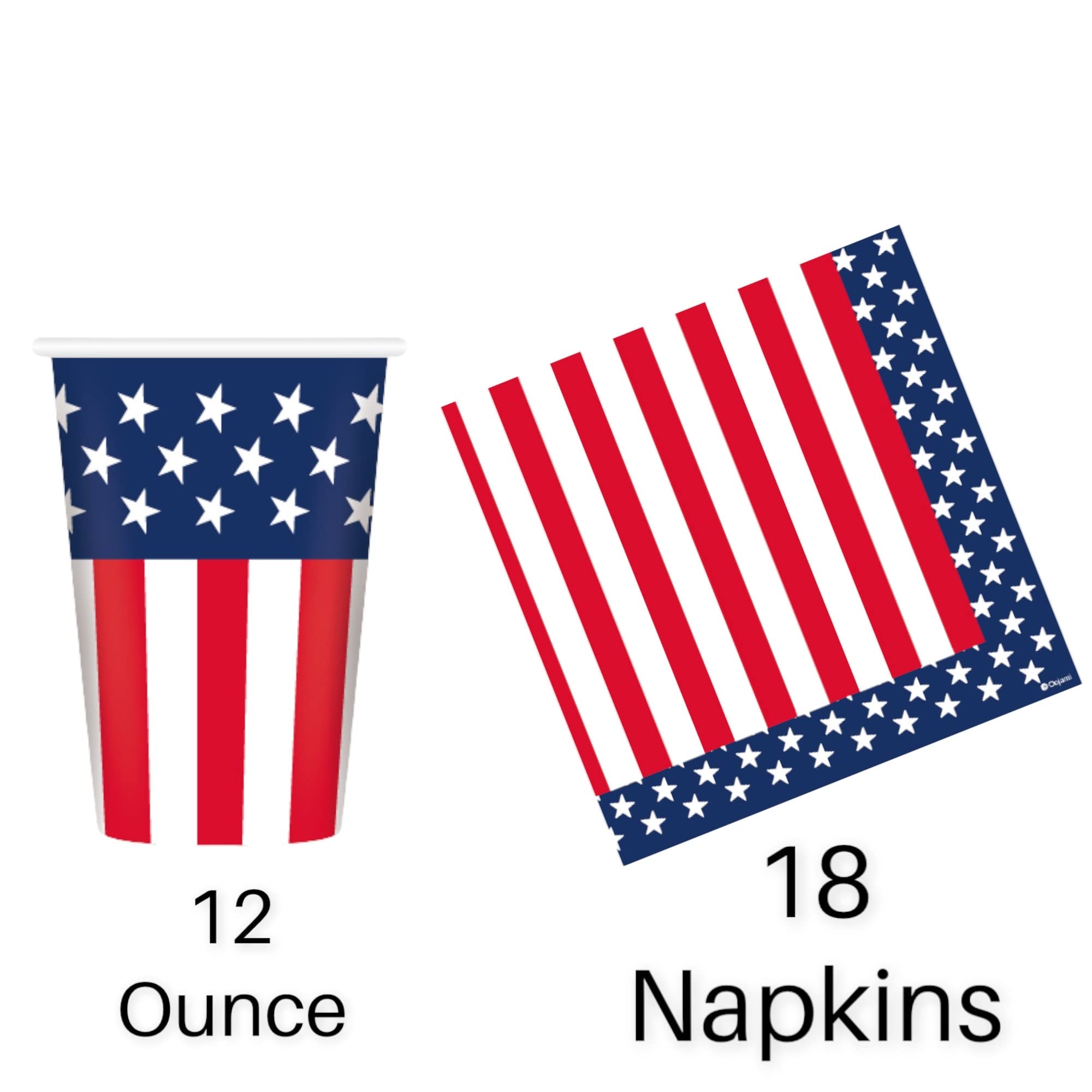 Red White & Blue Patriotic Party Supplies Set - 18 Plates, Cups, Napkins, Balloons + Table Cover, USA Banner & Porch/Door Decor - Perfect for 4th of July Celebrations, Memorial Day & Labor Day Parties