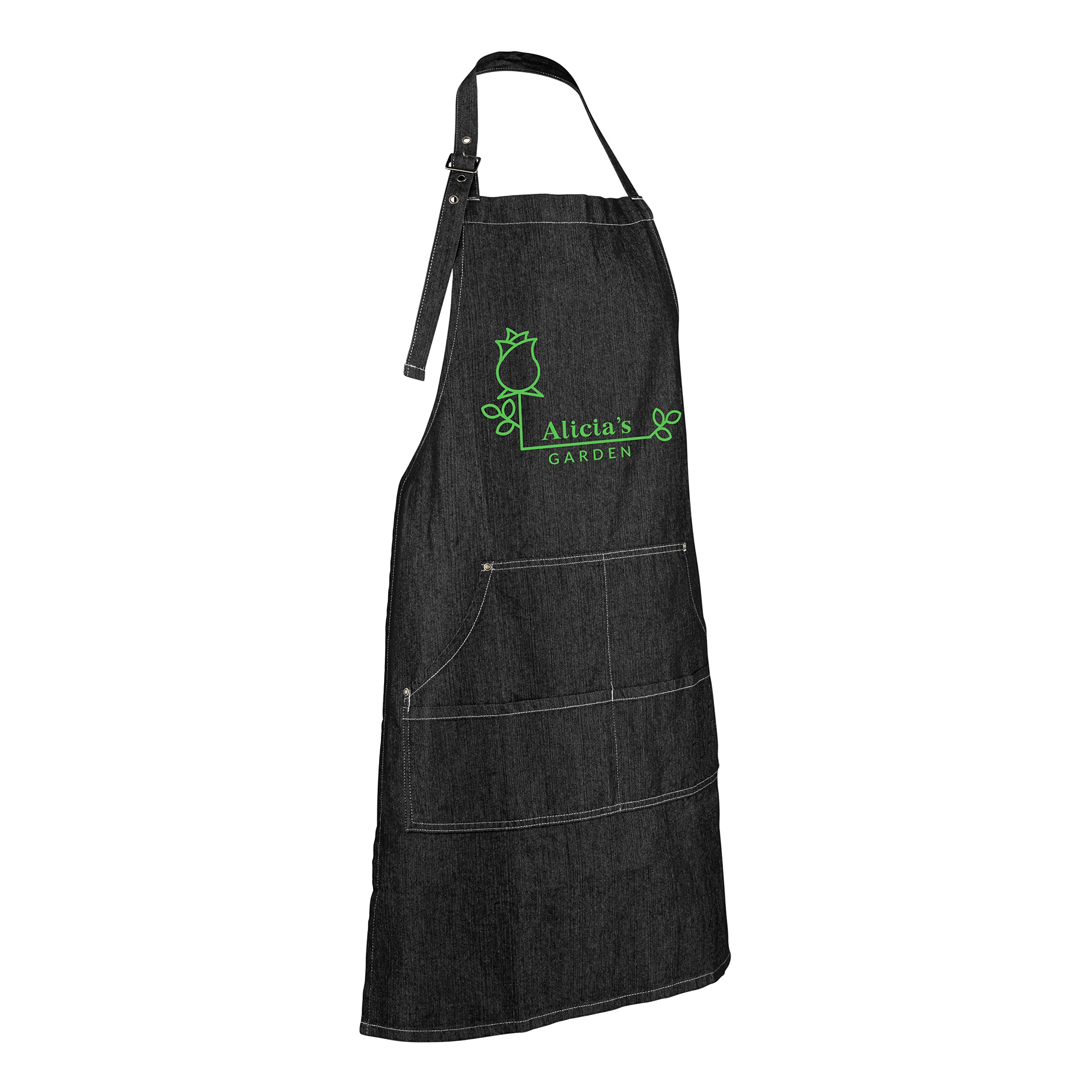 Custom Denim Gardening Apron with Pockets for Women & Men - Personalized Garden Gifts - Perfect for Planting, Harvesting & Outdoor Activities