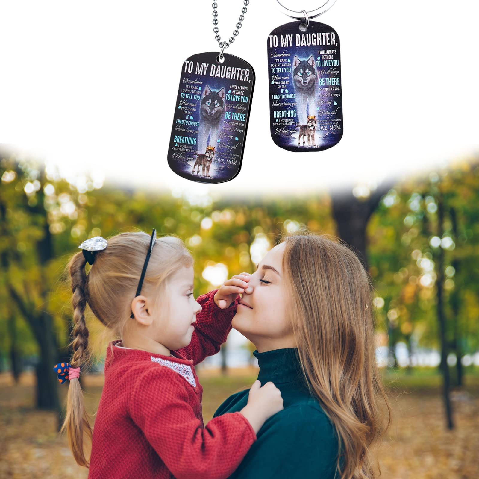 My Daughter Keychain & Necklace Jewelry Set - Inspirational Gift from Mom for Birthday, Graduation - I Love You Daughter Keepsake for Special Occasions | Perfect for Mother-Daughter Bonding & Heartfelt Moments