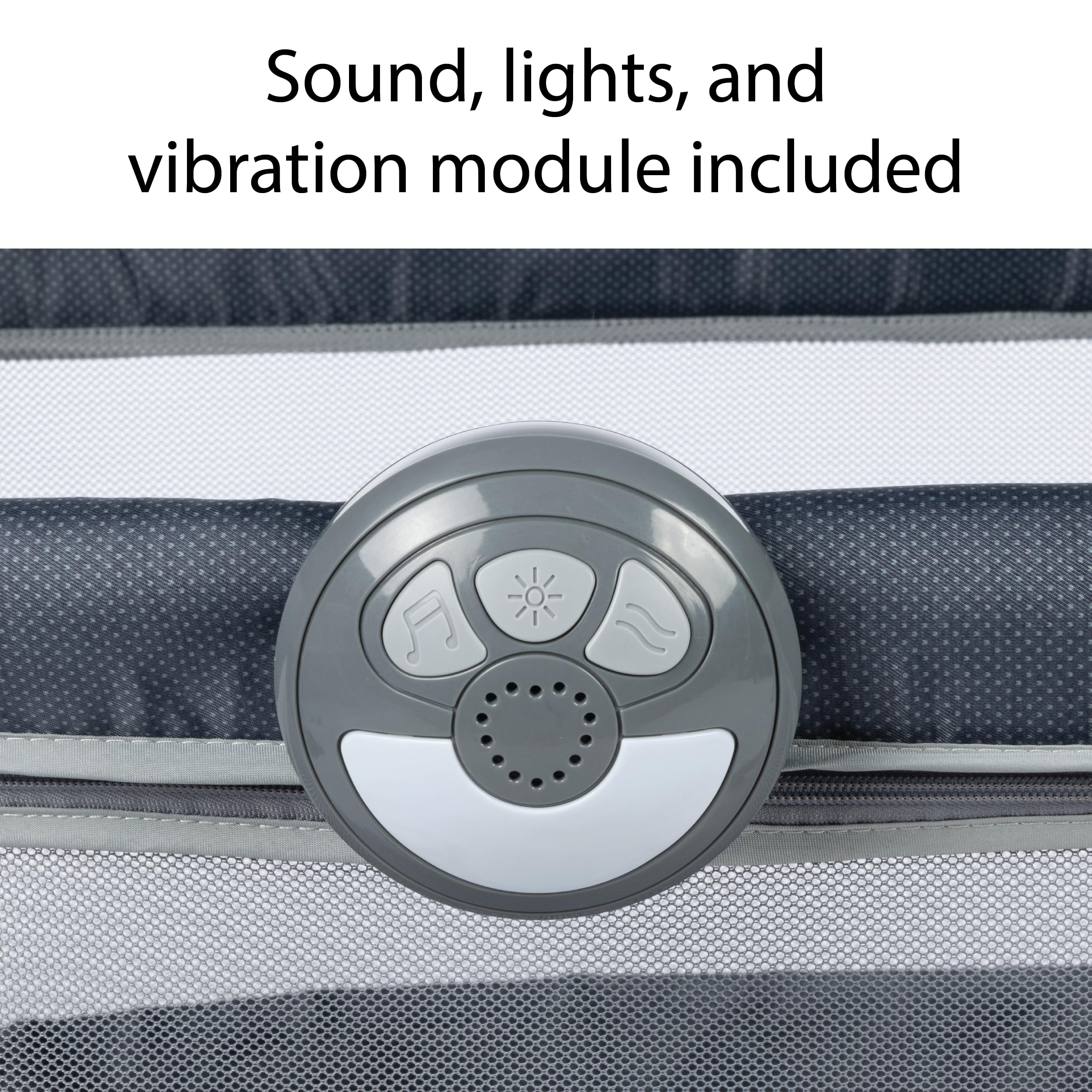 Safety 1st Rest-and-Romp 2-in-1 Bassinet & Playard with Soothing Sounds, Night Light & Vibration - Portable Baby Bed & Play Yard for Newborns to Toddlers - Perfect for Nursery, Travel & Bedside Sleeping (Dunes Edge)