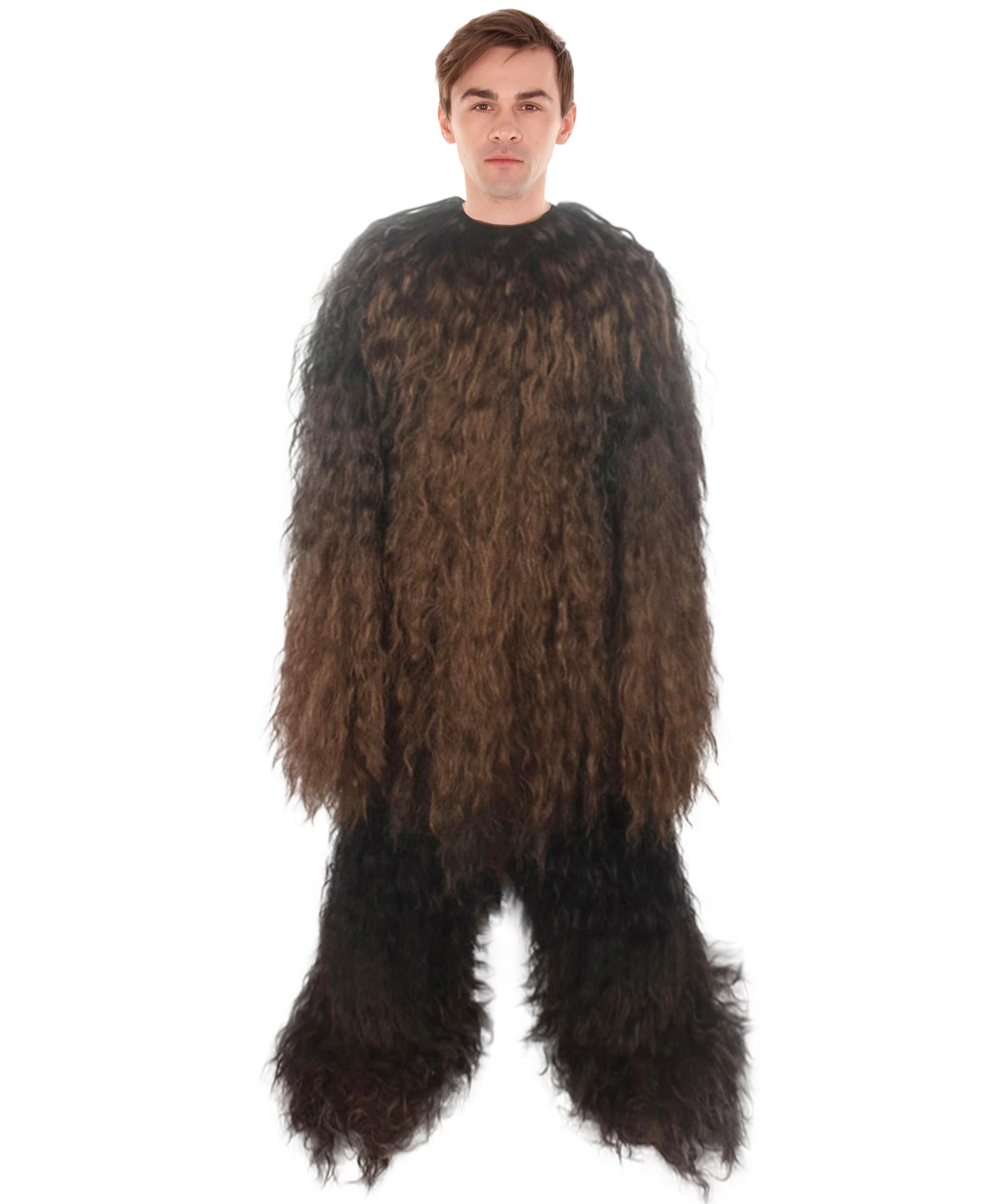 Unisex Hairy Warrior Ape Military Leader Costume - Yeti Resistance Fighter Cosplay Outfit (Large, Dark Brown) for Halloween, Cosplay Events & Themed Parties